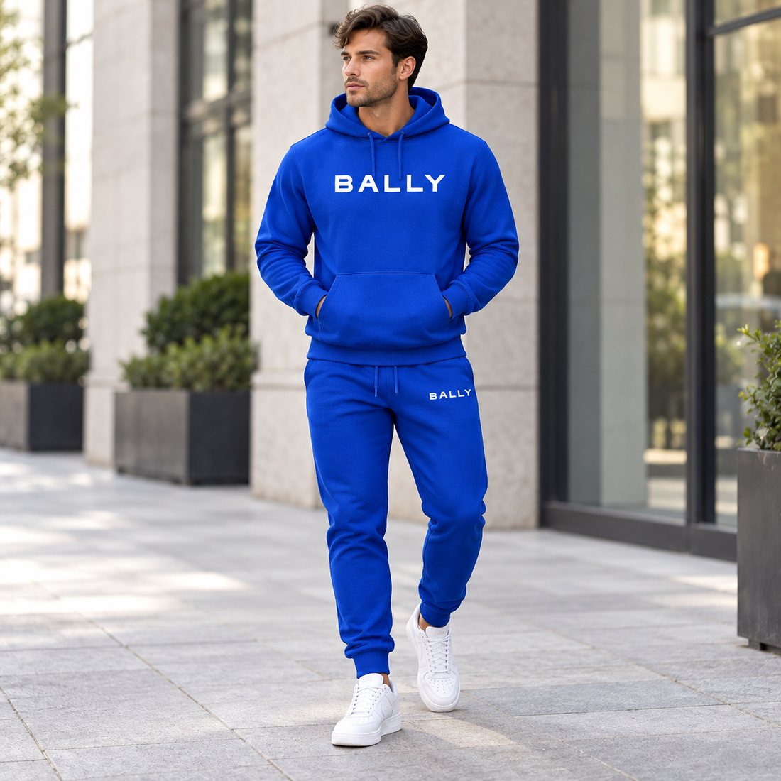 Men's Bally Hoodie Joggers Set - Blue - lifestyle