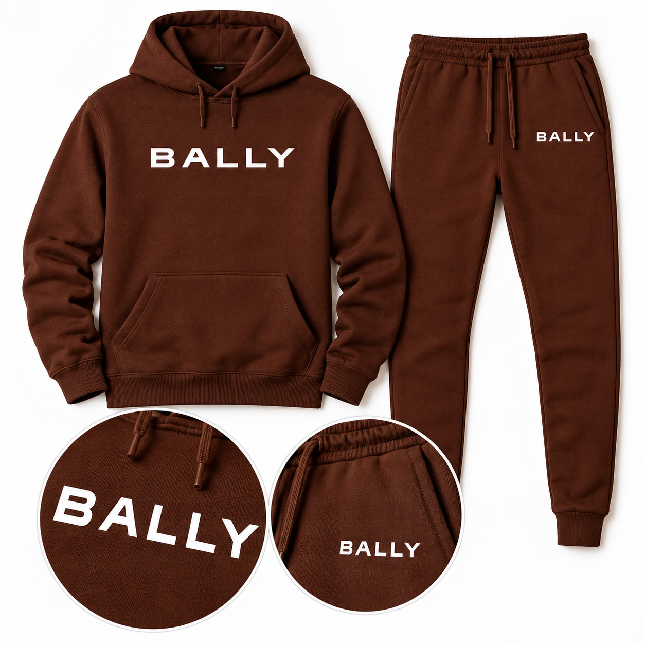 Men's Bally Hoodie Joggers Set - Brown - detail