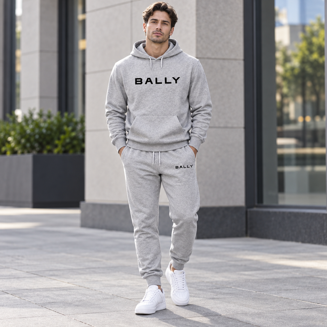 Men's Bally Hoodie Joggers Set - Grey - lifestyle
