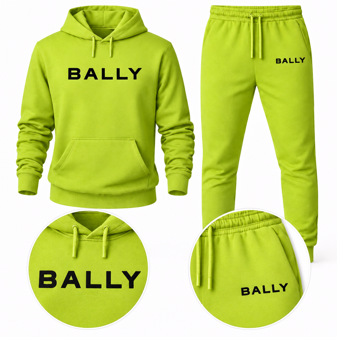 Men's Bally Hoodie Joggers Set - Lime Green - detail
