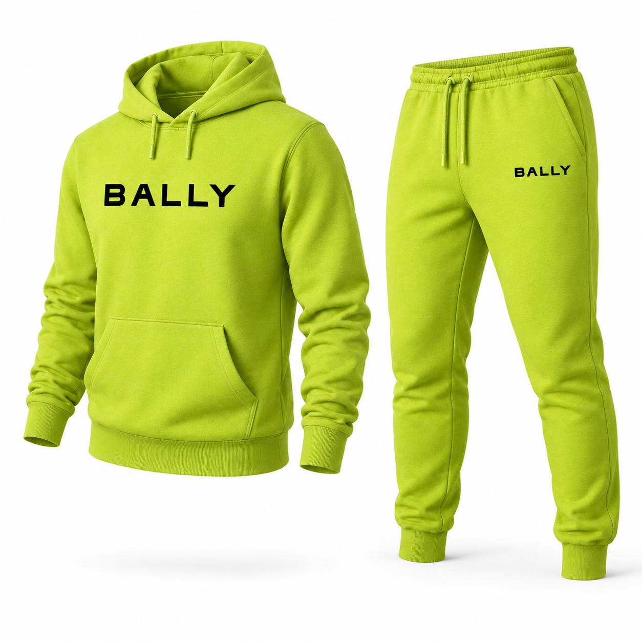 Men's Bally Hoodie Joggers Set - Lime Green - three-quarter