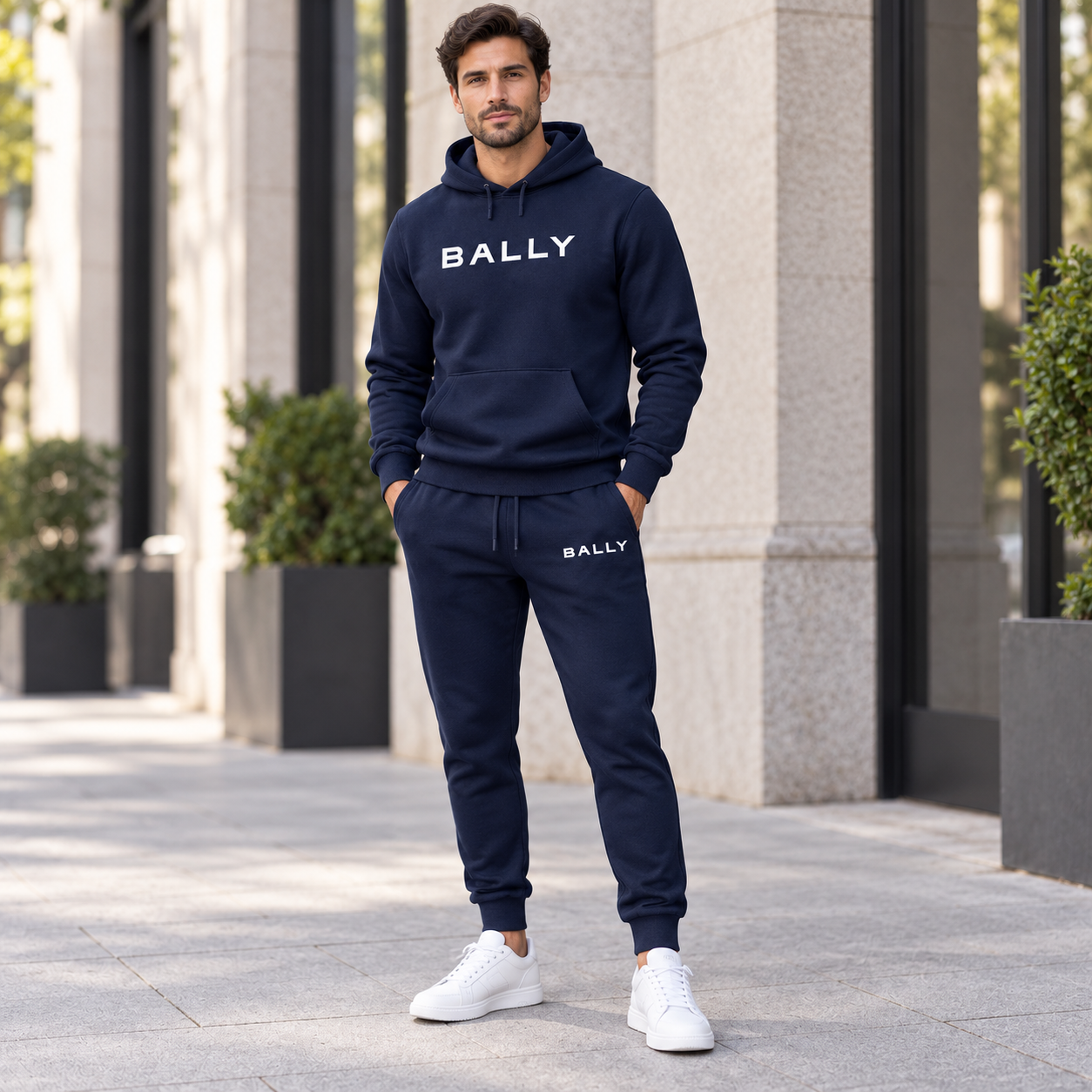 Men's Bally Hoodie Joggers Set - Navy - lifestyle