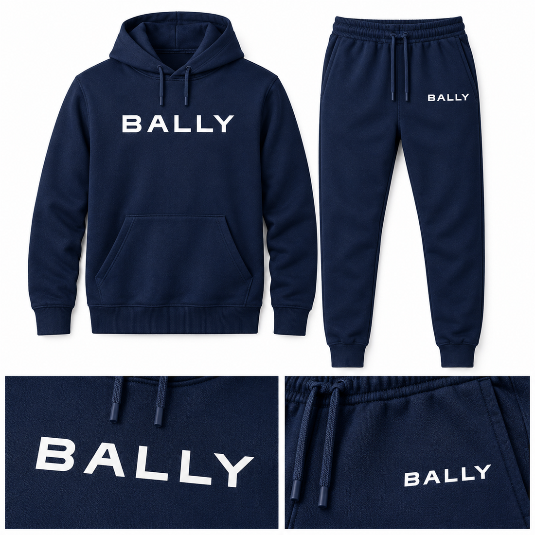 Men's Bally Hoodie Joggers Set - Navy - detail