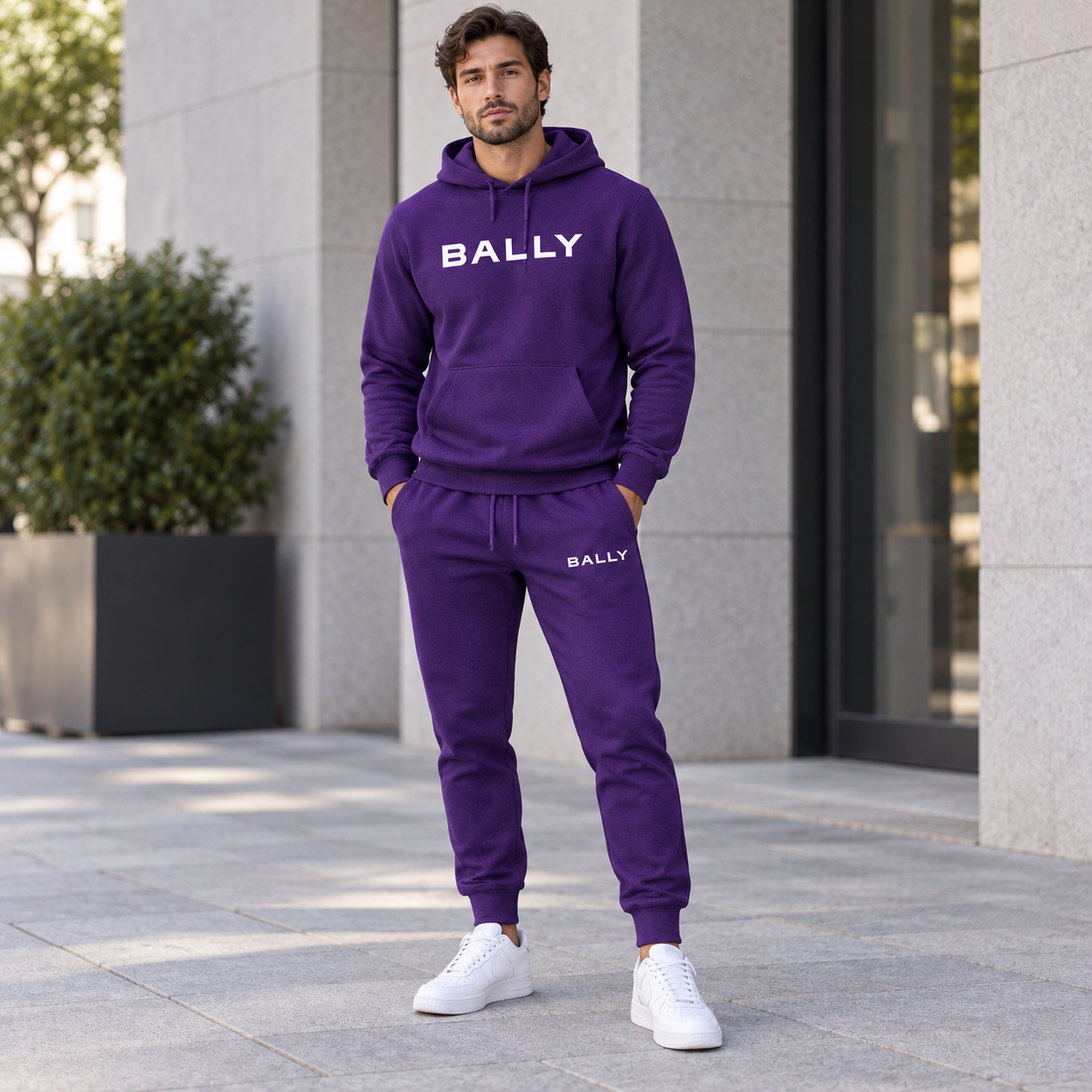 Men's Bally Hoodie Joggers Set - Purple - lifestyle