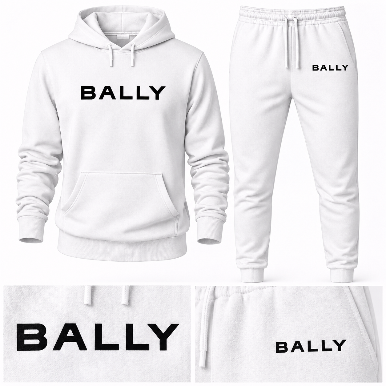 Men's Bally Hoodie Joggers Set - White - detail