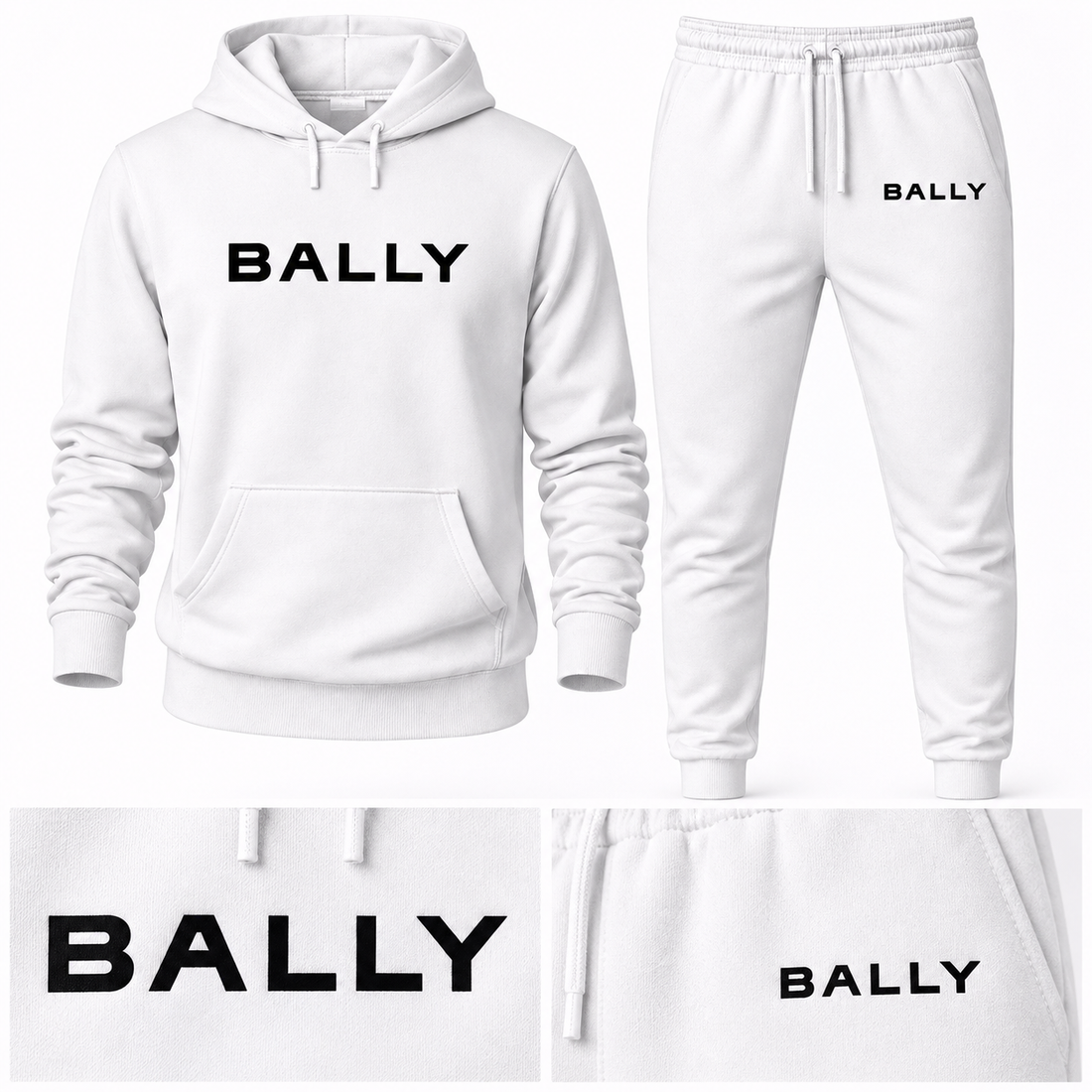 Men's Bally Hoodie Joggers Set - White - detail