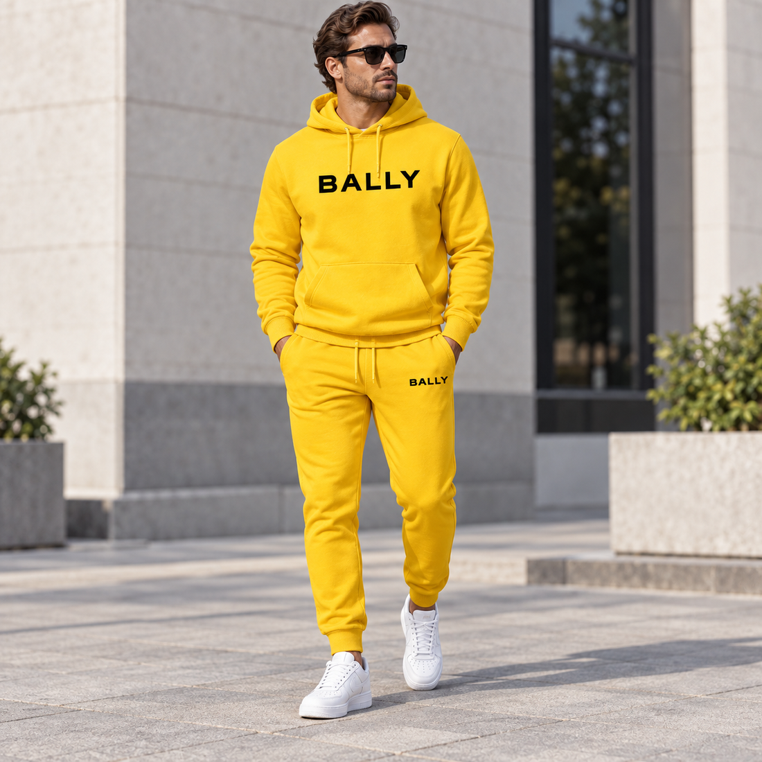 Men's Bally Hoodie Joggers Set - Yellow - lifestyle