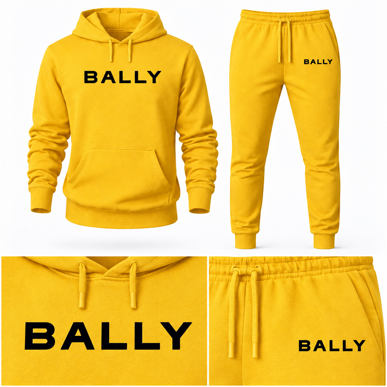 Men's Bally Hoodie Joggers Set - Yellow - detail
