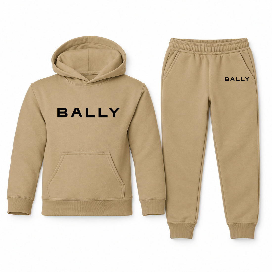 Bally Youth Hoodie Jogger Set | Khaki | Youth Large, ages 10–12