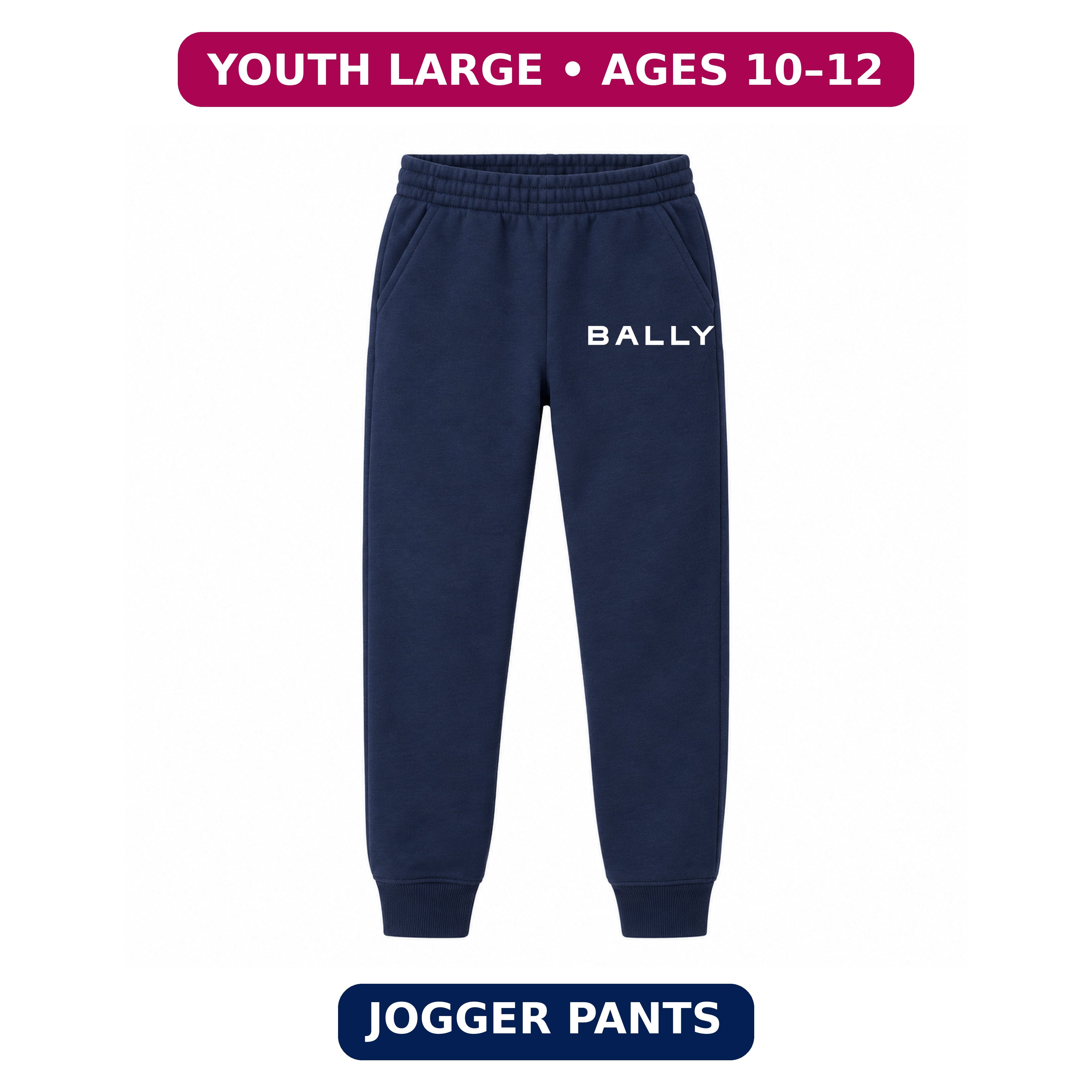 Bally Youth Jogger Sweatpants | Navy Blue | Youth Large, ages 10–12