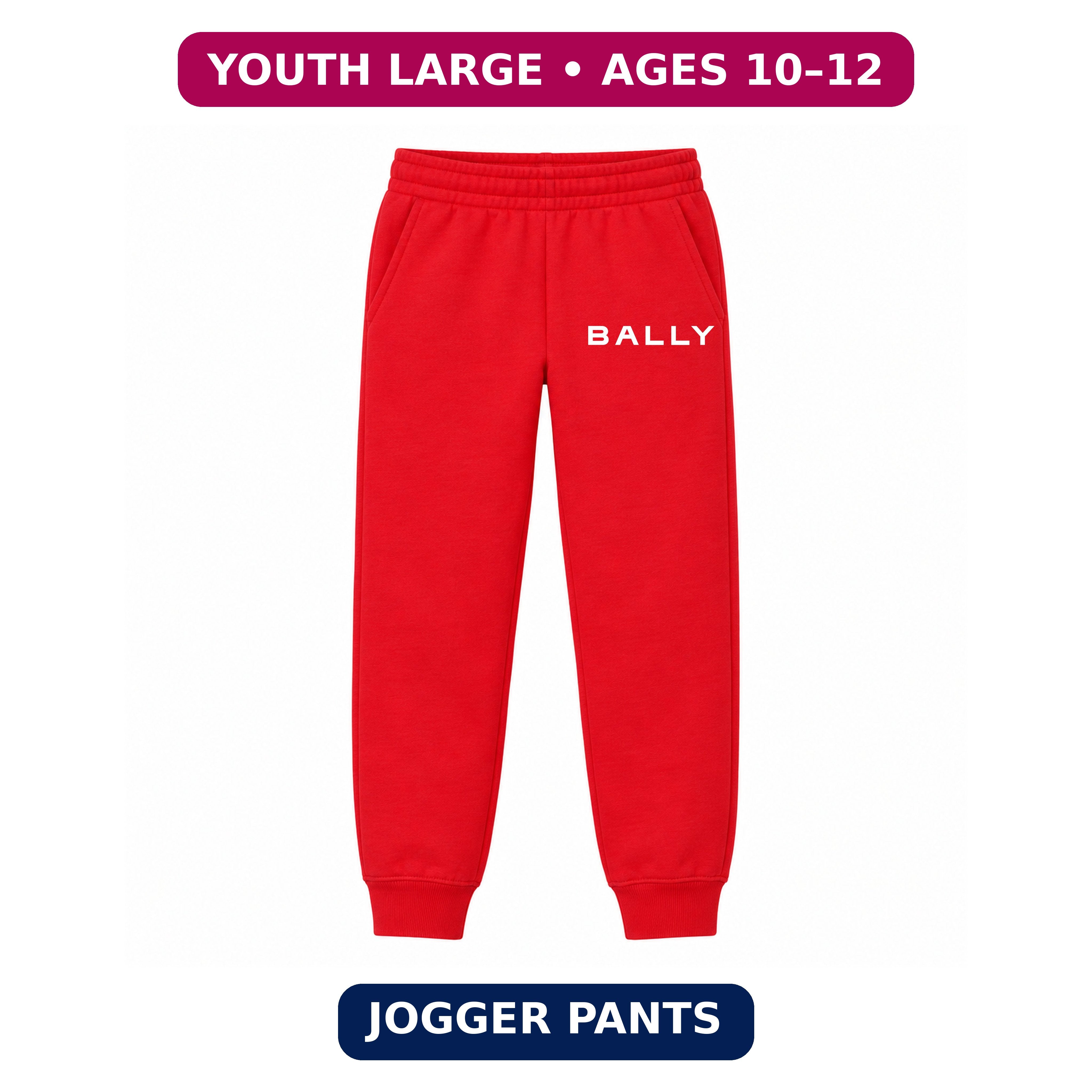 Bally Youth Jogger Sweatpants | Red | Youth Large, ages 10–12