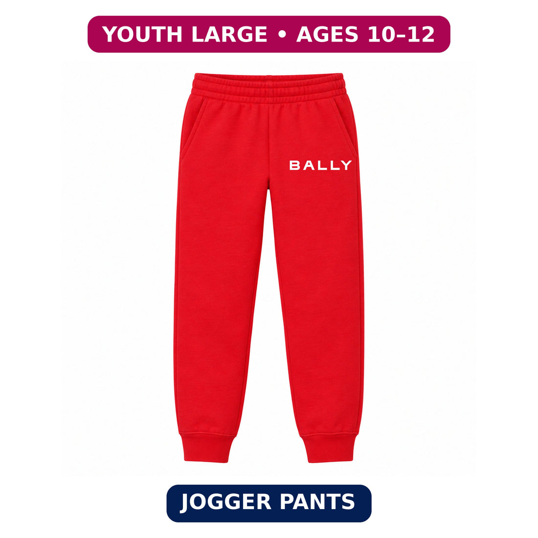 Bally Youth Jogger Sweatpants | Red | Youth Large, ages 10–12