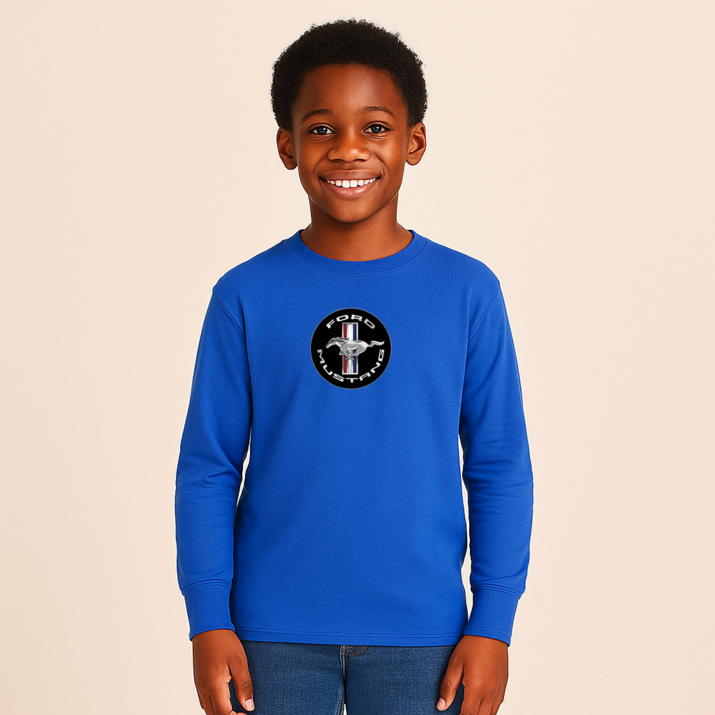 Youth Kids Ford Mustang Motorsport Supercars Long Sleeve T-Shirt