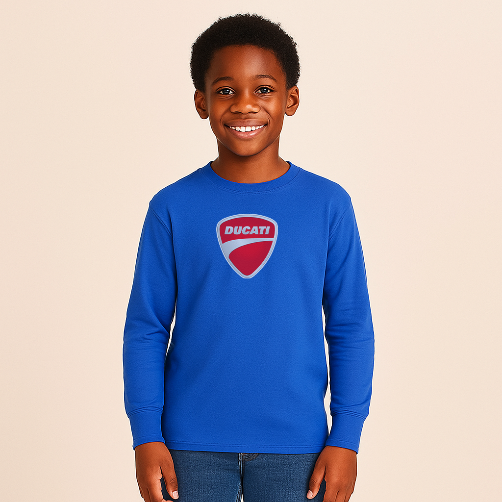 Youth Kids Ducati Motorcycle Car Long Sleeve T-Shirt