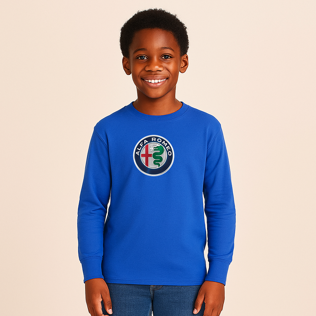 Youth Kids Alfa Romeo Car Long Sleeve T-Shirt
