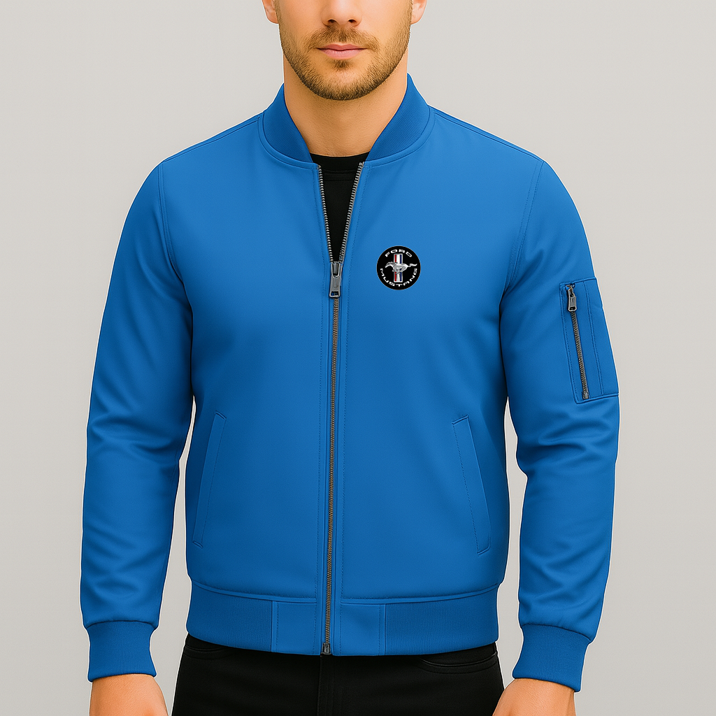 Men’s Ford Mustang Motorsport Car Lightweight Bomber Jacket Windbreaker Softshell Varsity Jacket Coat