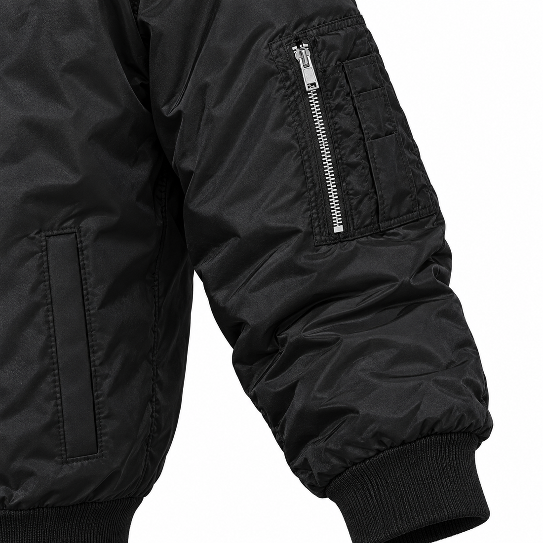 Men's Bottega Veneta Lightweight Bomber Jacket Windbreaker Softshell Varsity Jacket Coat | Color: Black | Image 4