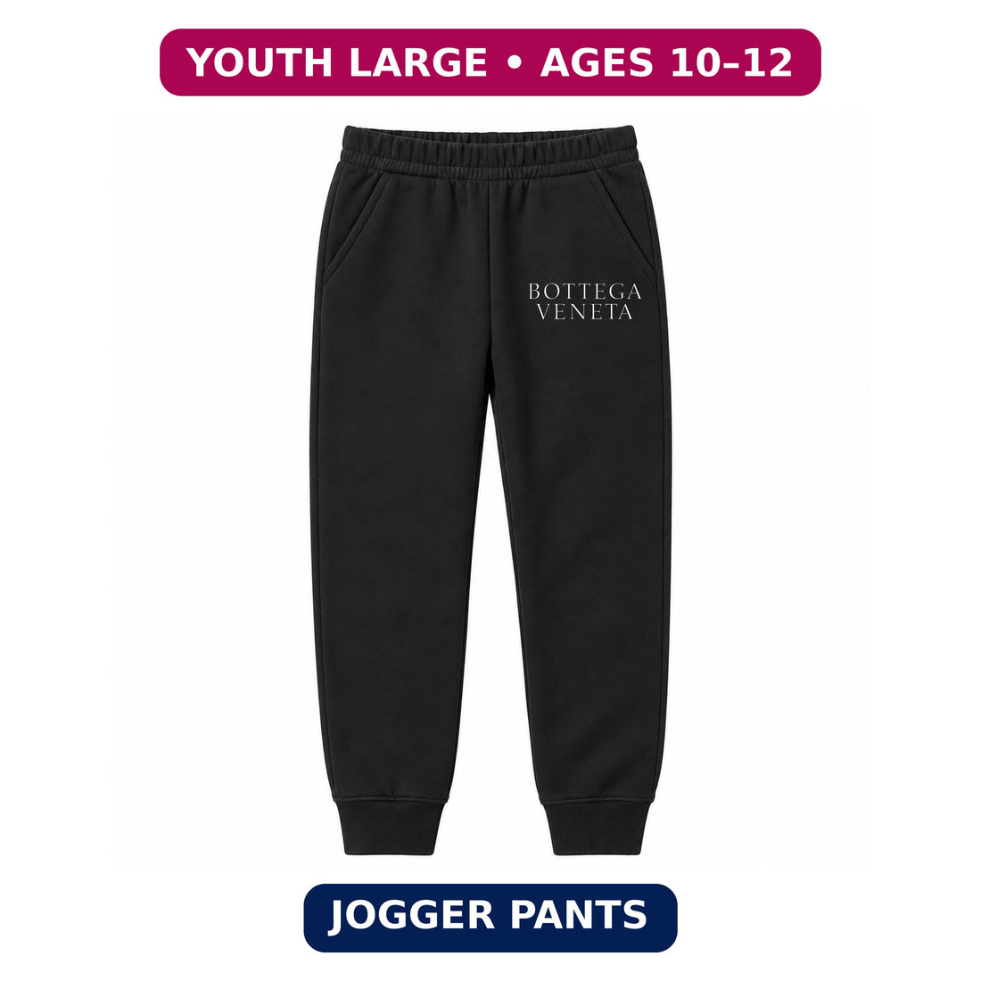 Bottega Veneta Youth Jogger Sweatpants | Black | Youth Large, ages 10–12