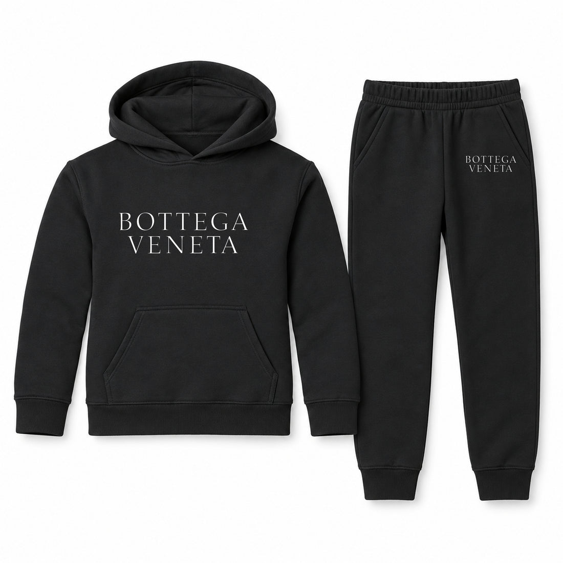 Bottega Veneta Youth Hoodie Jogger Set | Black | Youth Large, ages 10–12