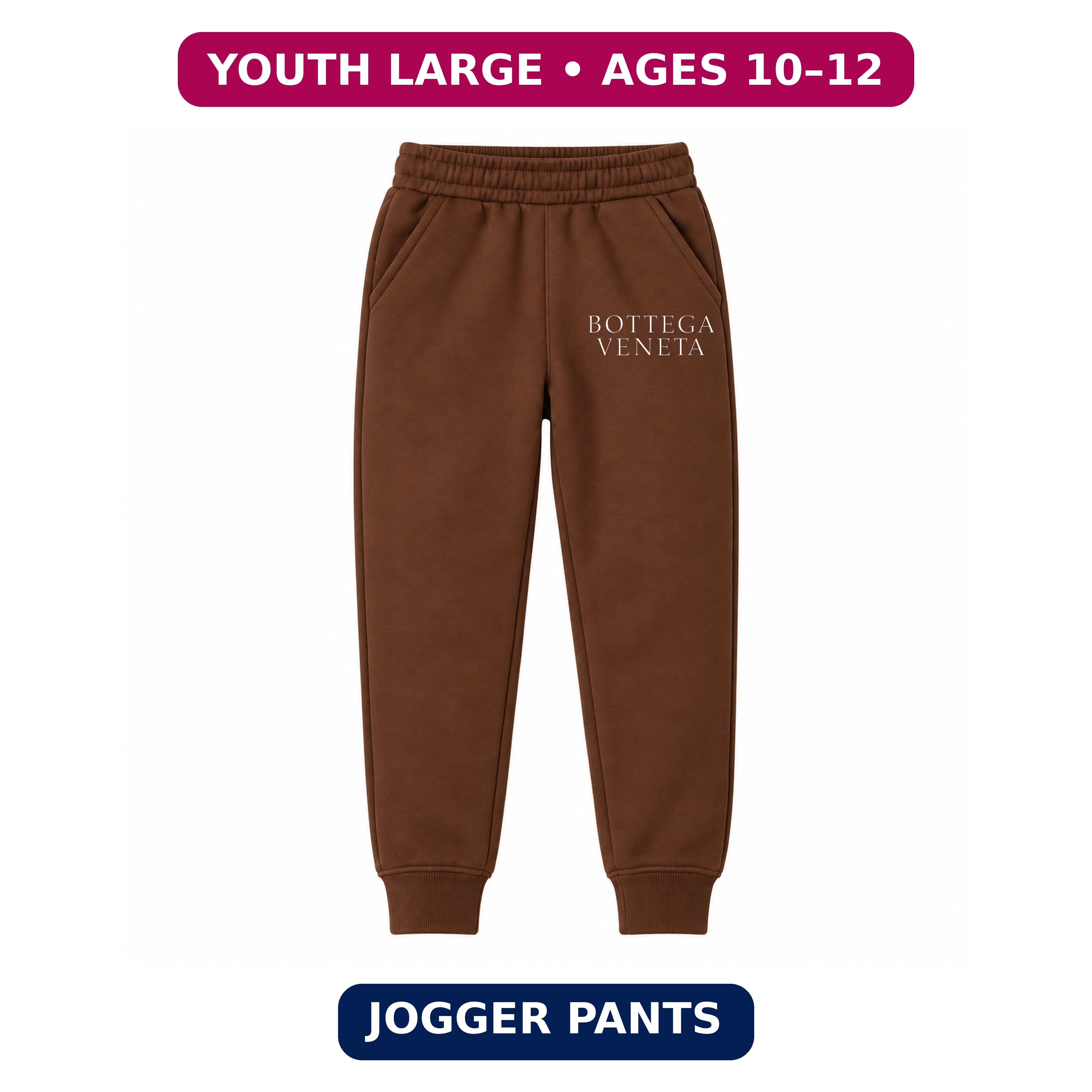 Bottega Veneta Youth Jogger Sweatpants | Brown | Youth Large, ages 10–12