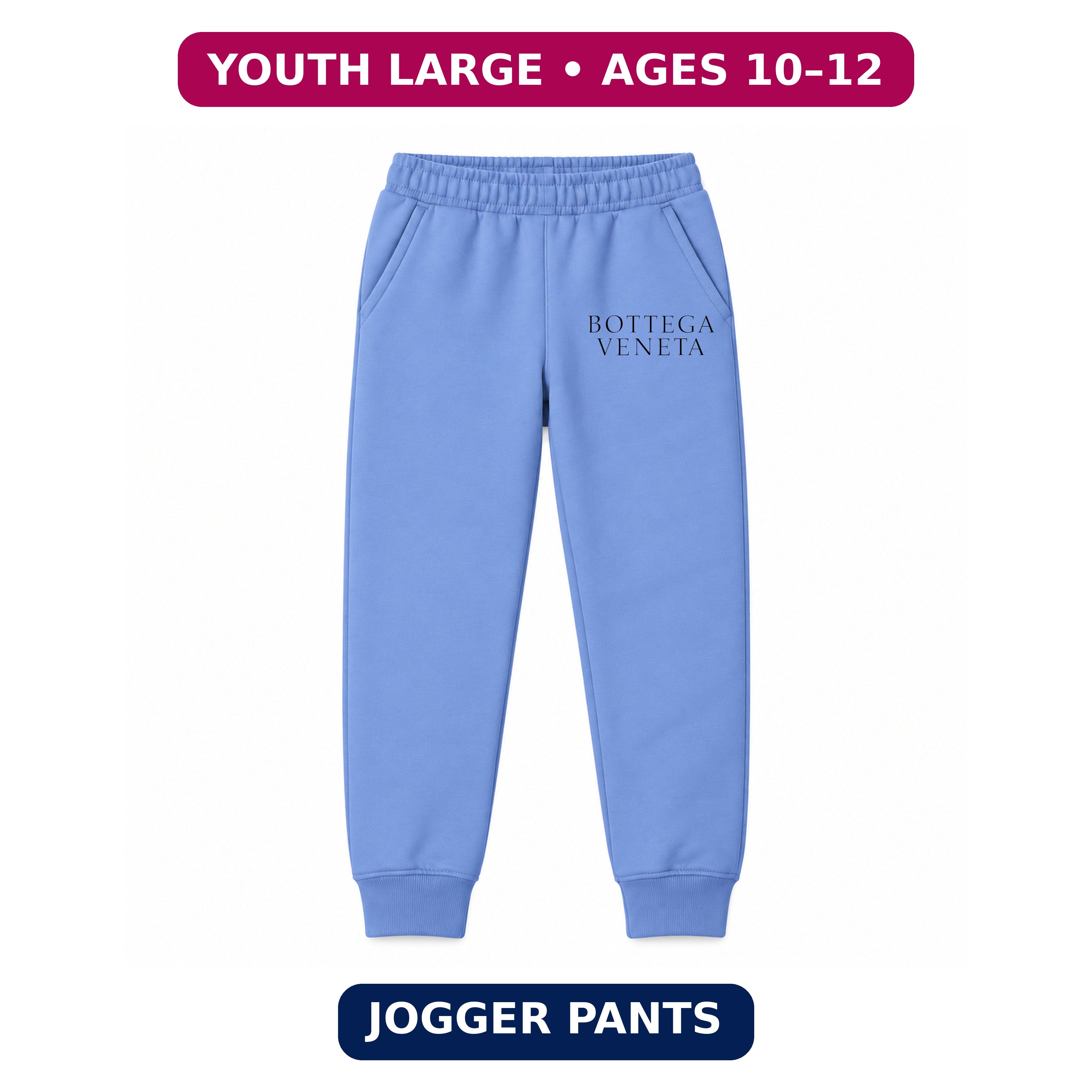 Bottega Veneta Youth Jogger Sweatpants | Carolina Blue | Youth Large, ages 10–12