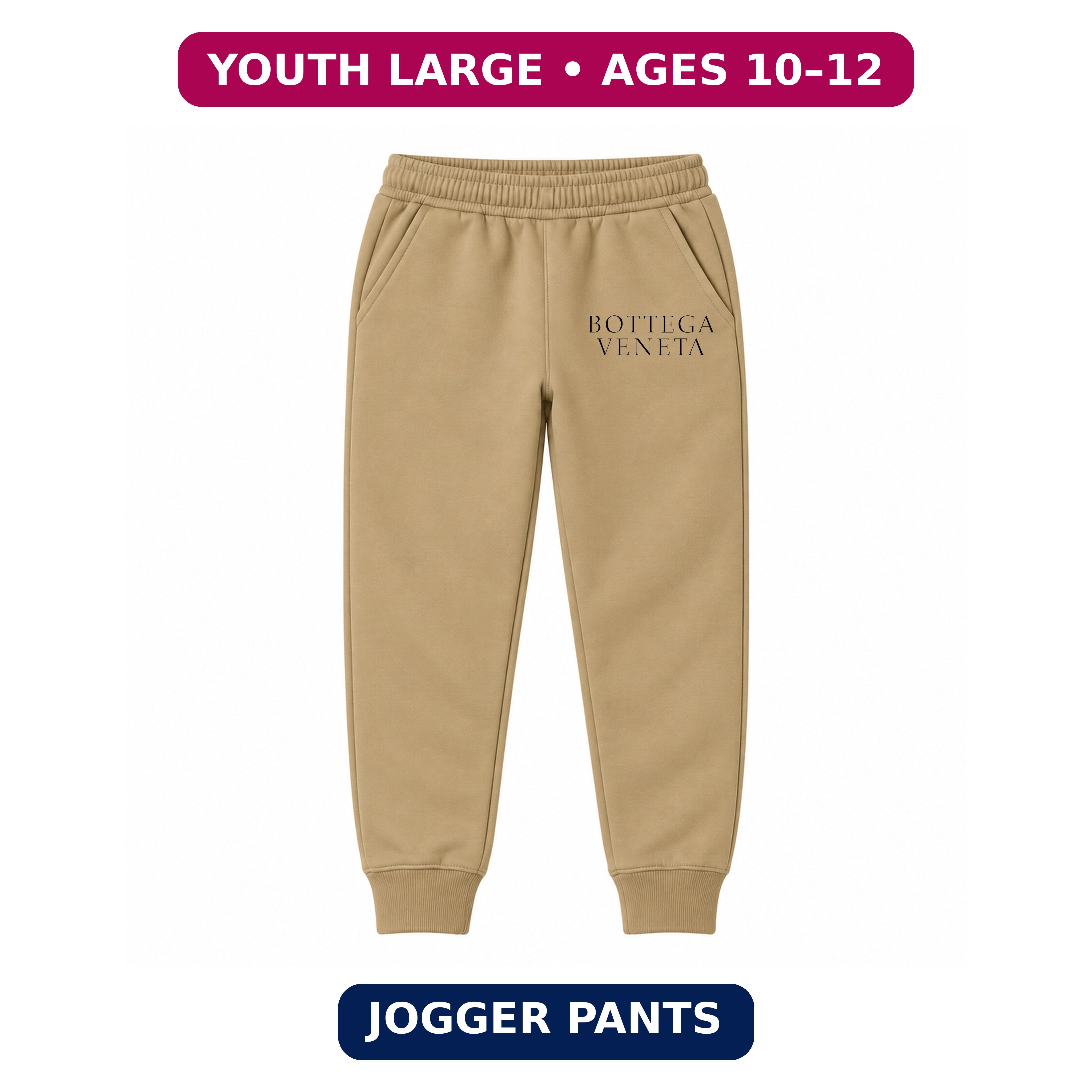 Bottega Veneta Youth Jogger Sweatpants | Khaki | Youth Large, ages 10–12