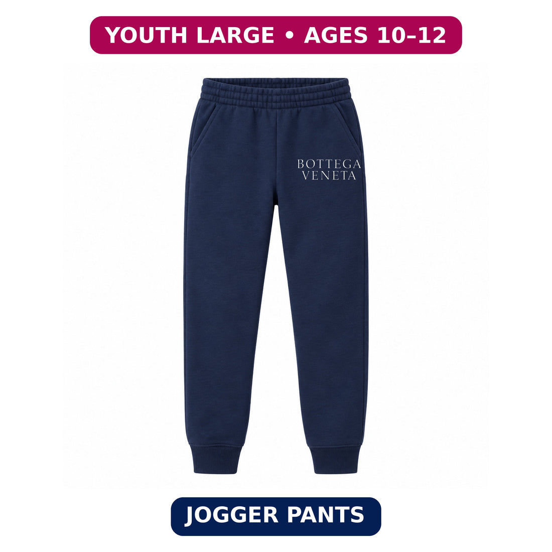 Bottega Veneta Youth Jogger Sweatpants | Navy Blue | Youth Large, ages 10–12