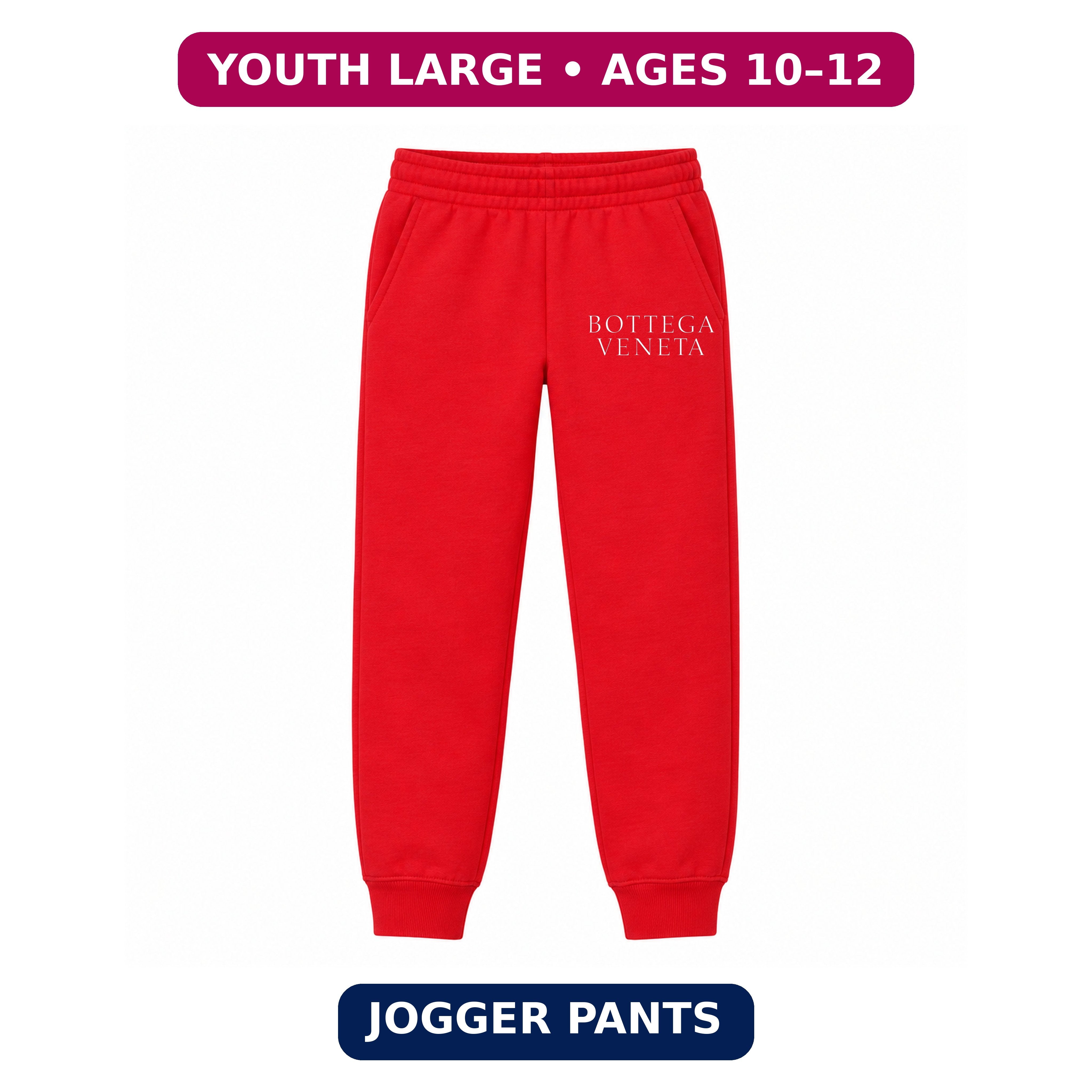 Bottega Veneta Youth Jogger Sweatpants | Red | Youth Large, ages 10–12