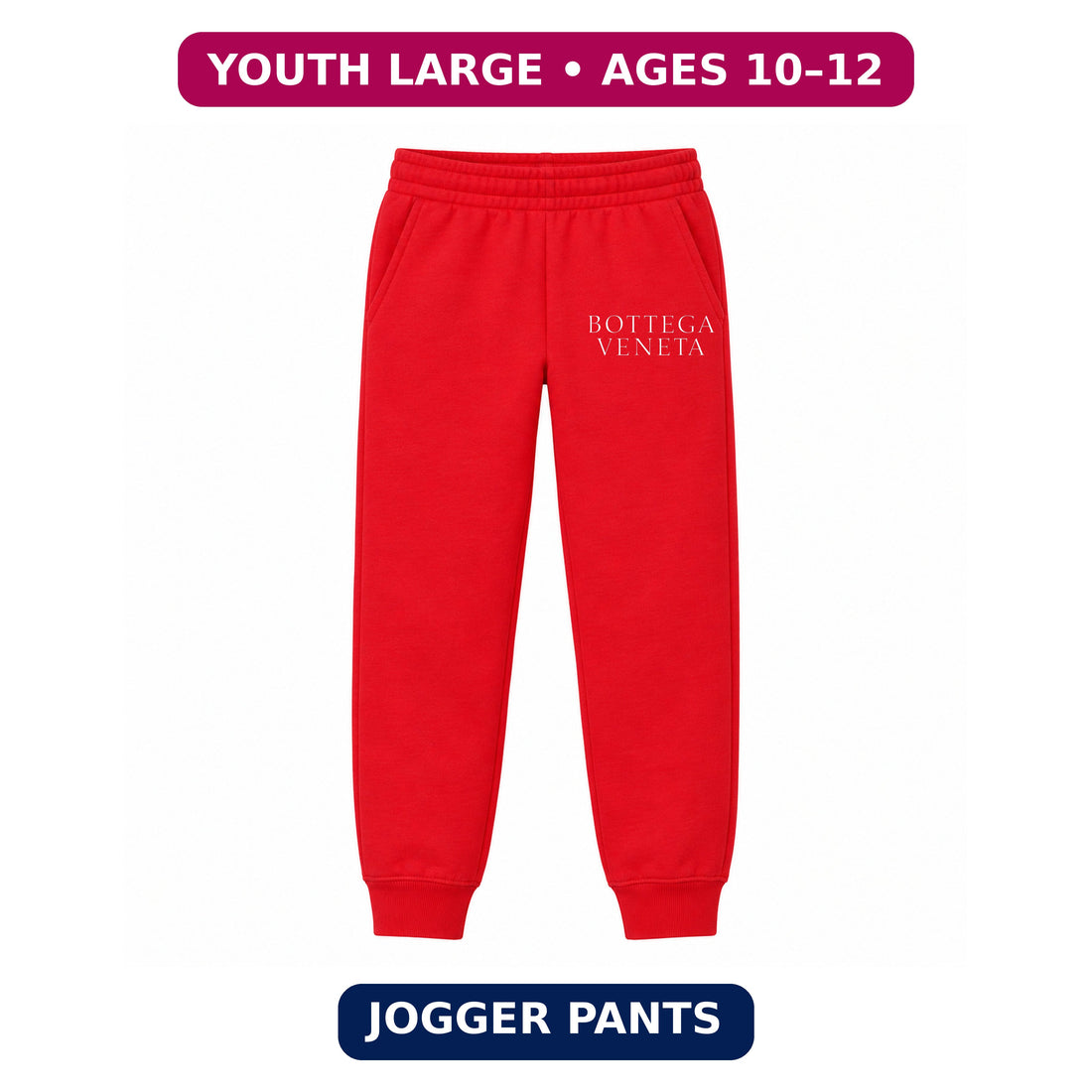Bottega Veneta Youth Jogger Sweatpants | Red | Youth Large, ages 10–12