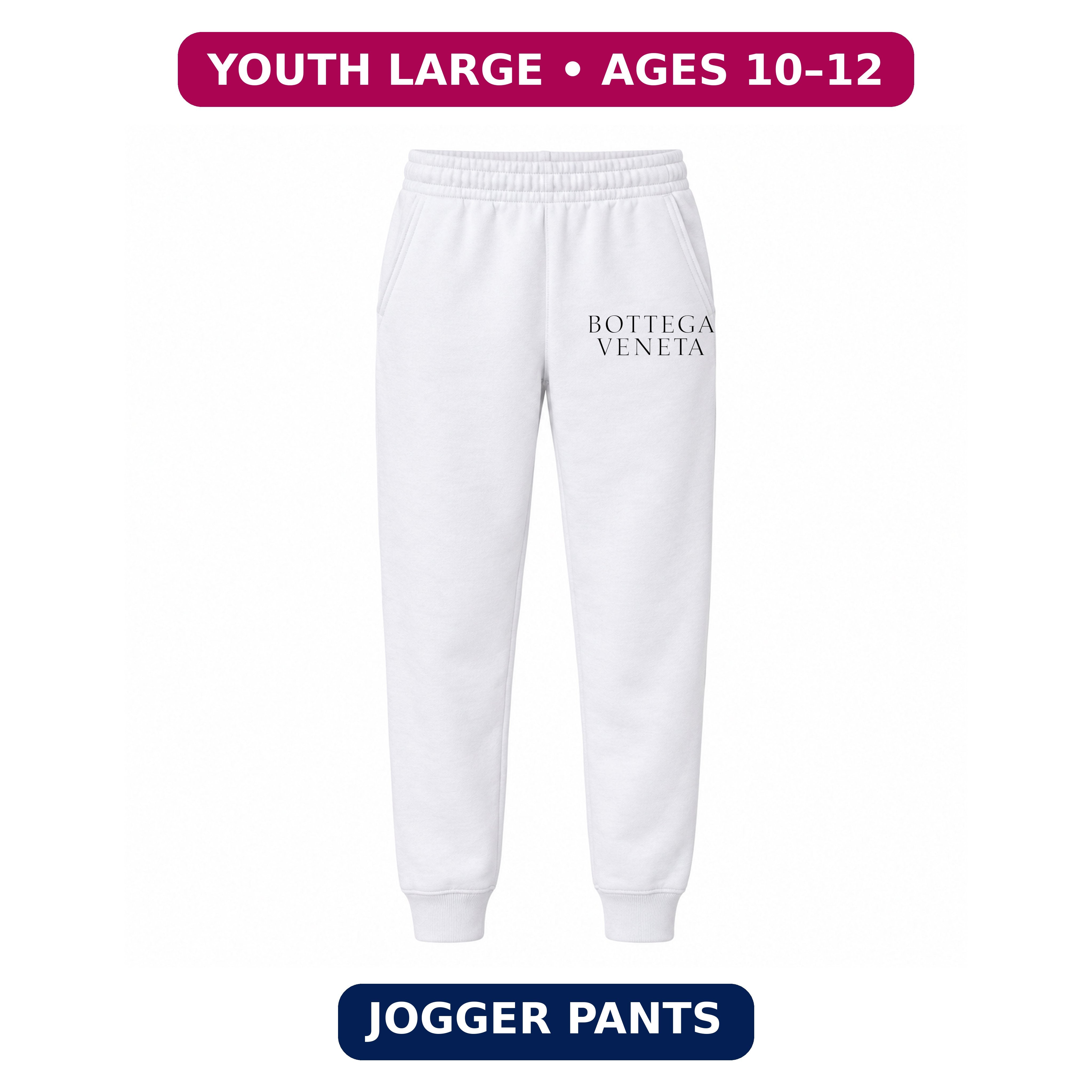Bottega Veneta Youth Jogger Sweatpants | White | Youth Large, ages 10–12