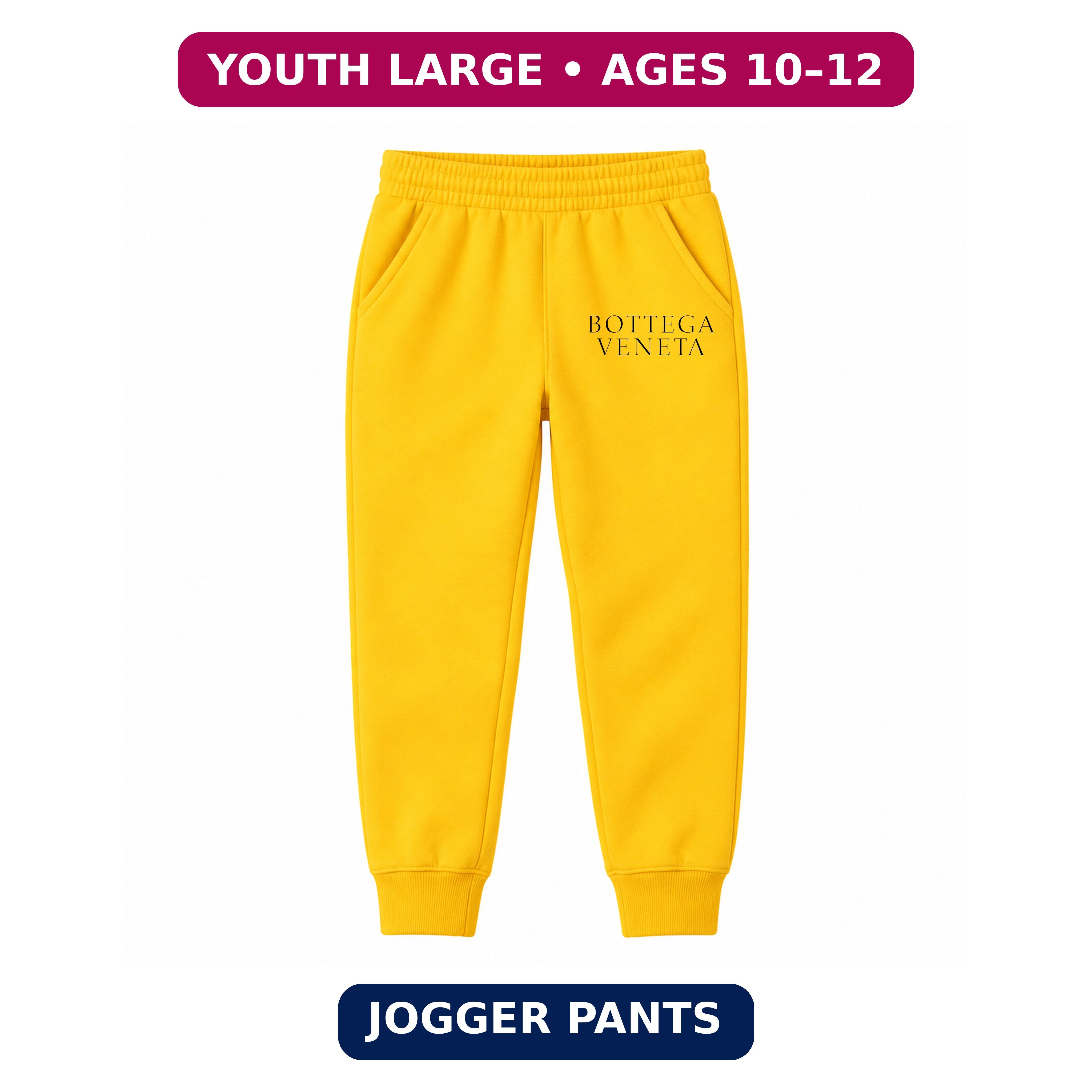 Bottega Veneta Youth Jogger Sweatpants | Yellow | Youth Large, ages 10–12