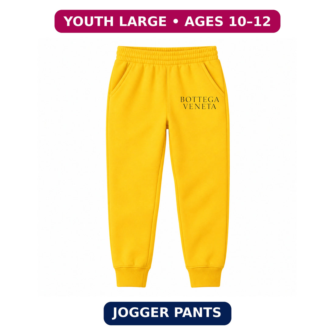 Bottega Veneta Youth Jogger Sweatpants | Yellow | Youth Large, ages 10–12