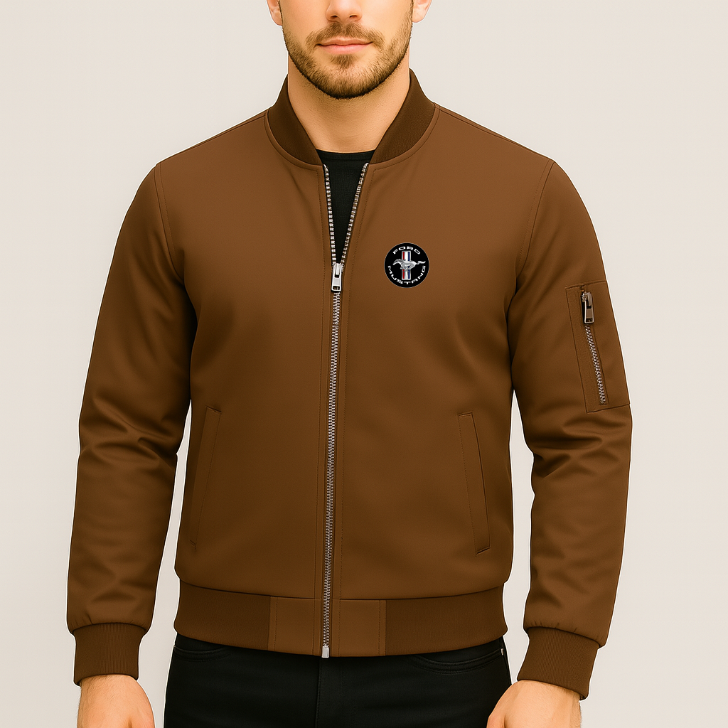 Men’s Ford Mustang Motorsport Car Lightweight Bomber Jacket Windbreaker Softshell Varsity Jacket Coat