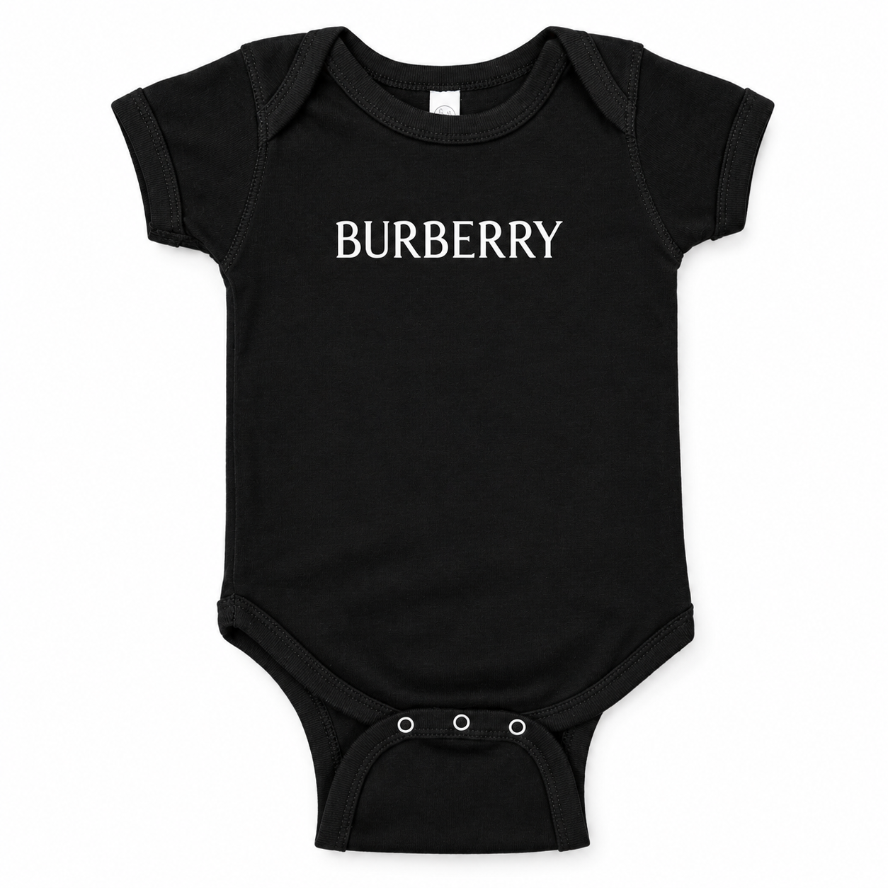Burberry Baby Romper Onesie in Black — detail view