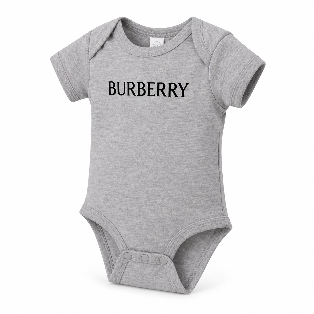 Burberry Baby Romper Onesie in Grey — alternate three-quarter view
