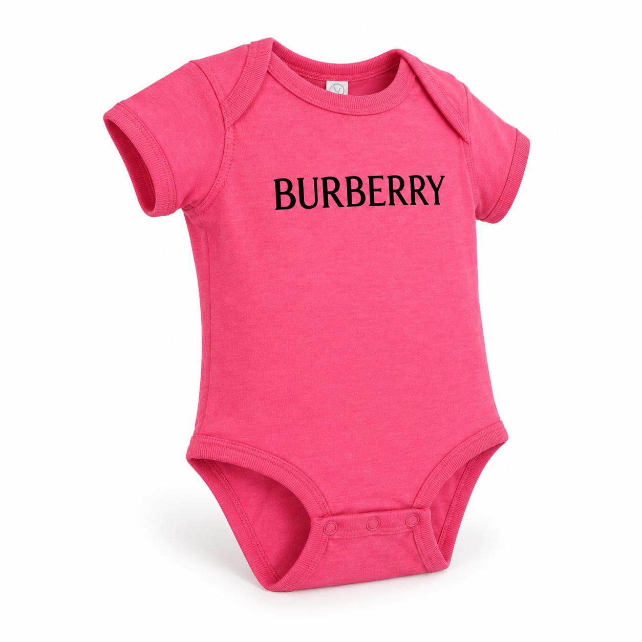 Burberry Baby Romper Onesie in Pink — alternate three-quarter view