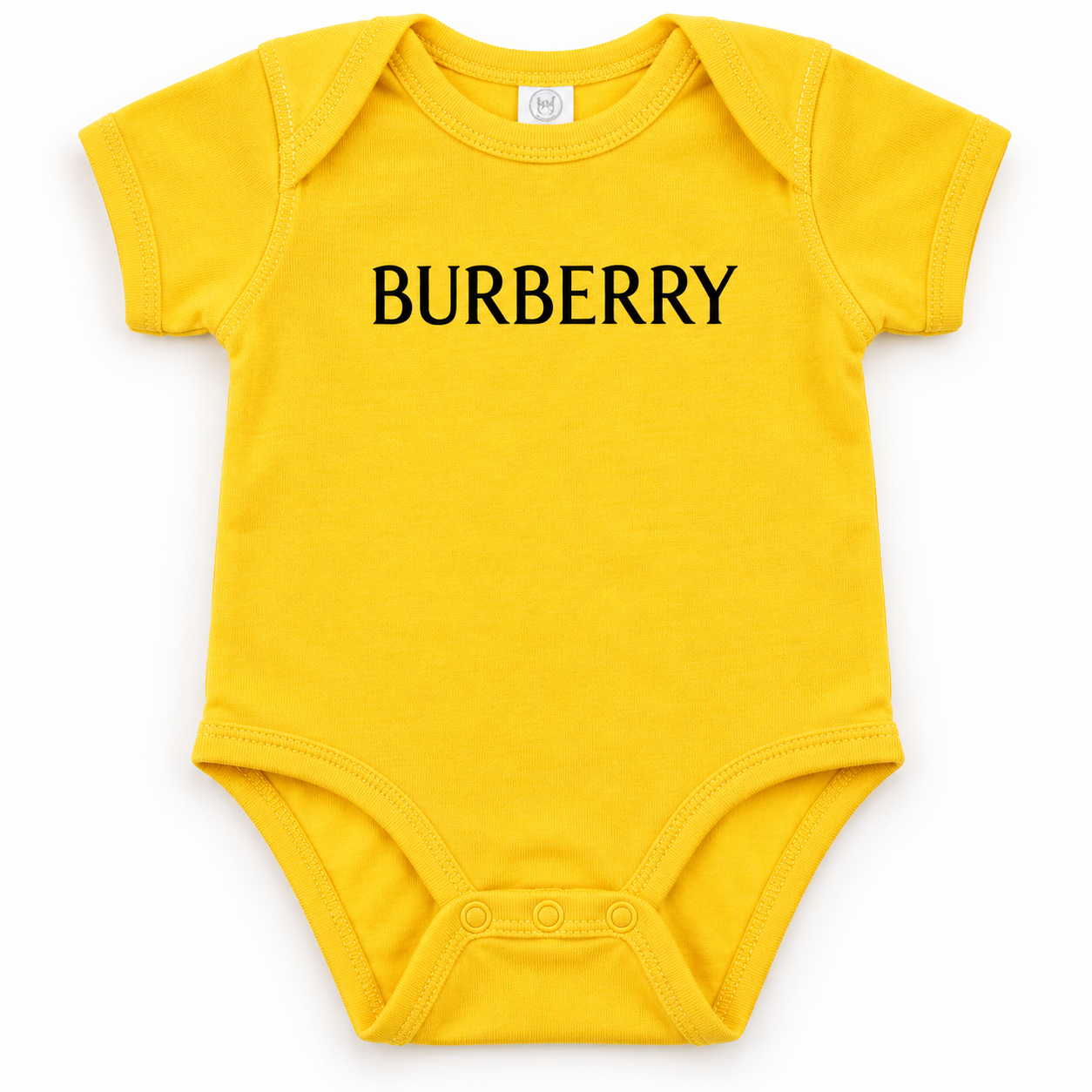 Burberry Baby Romper Onesie in Yellow — detail view