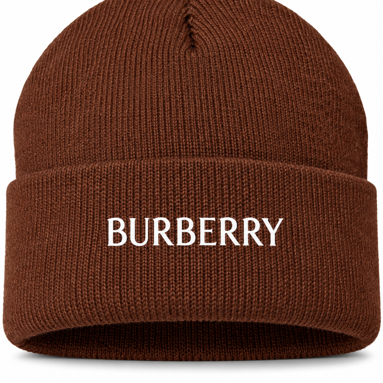 Burberry beanie in Brown, print detail