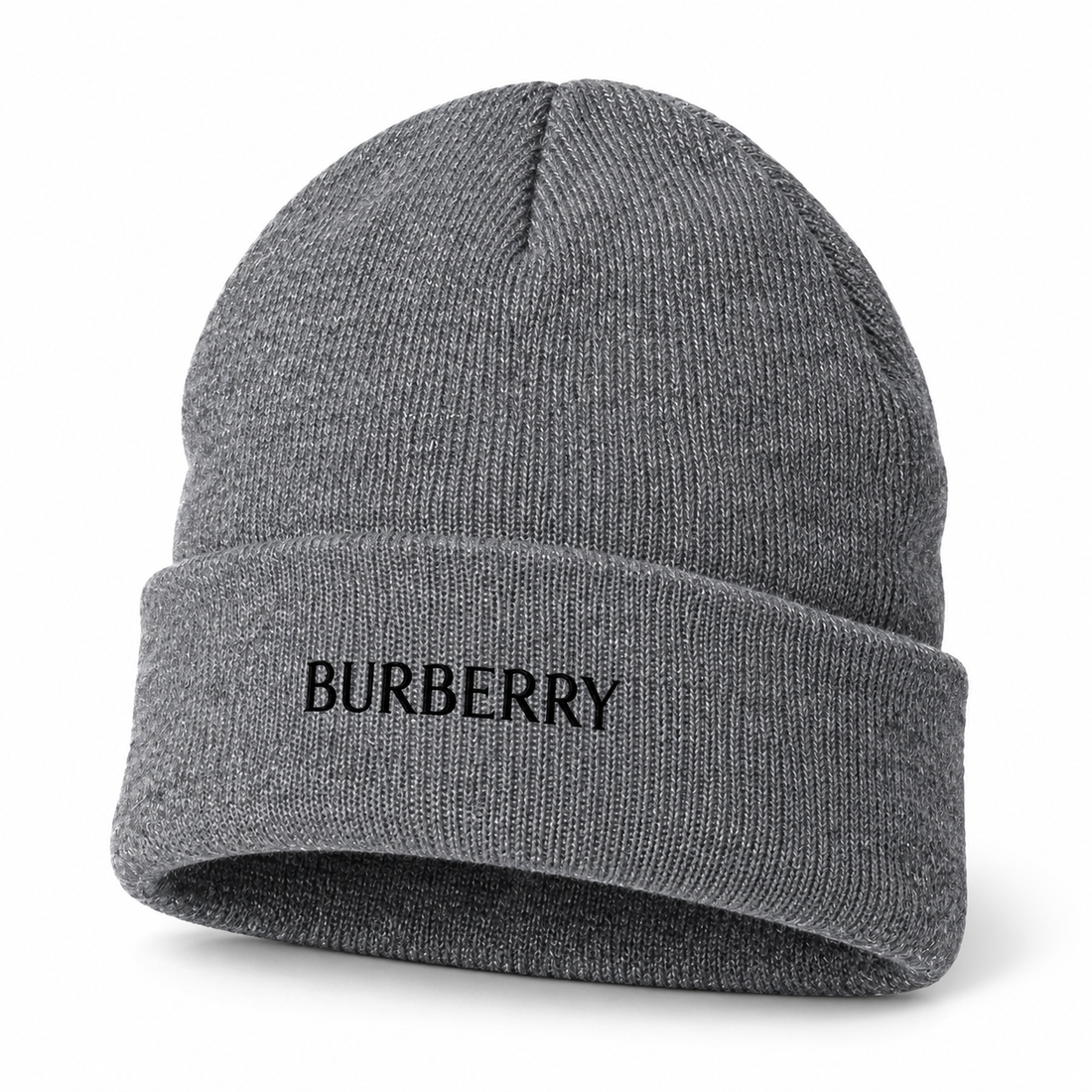 Burberry beanie in Gray, front angled view