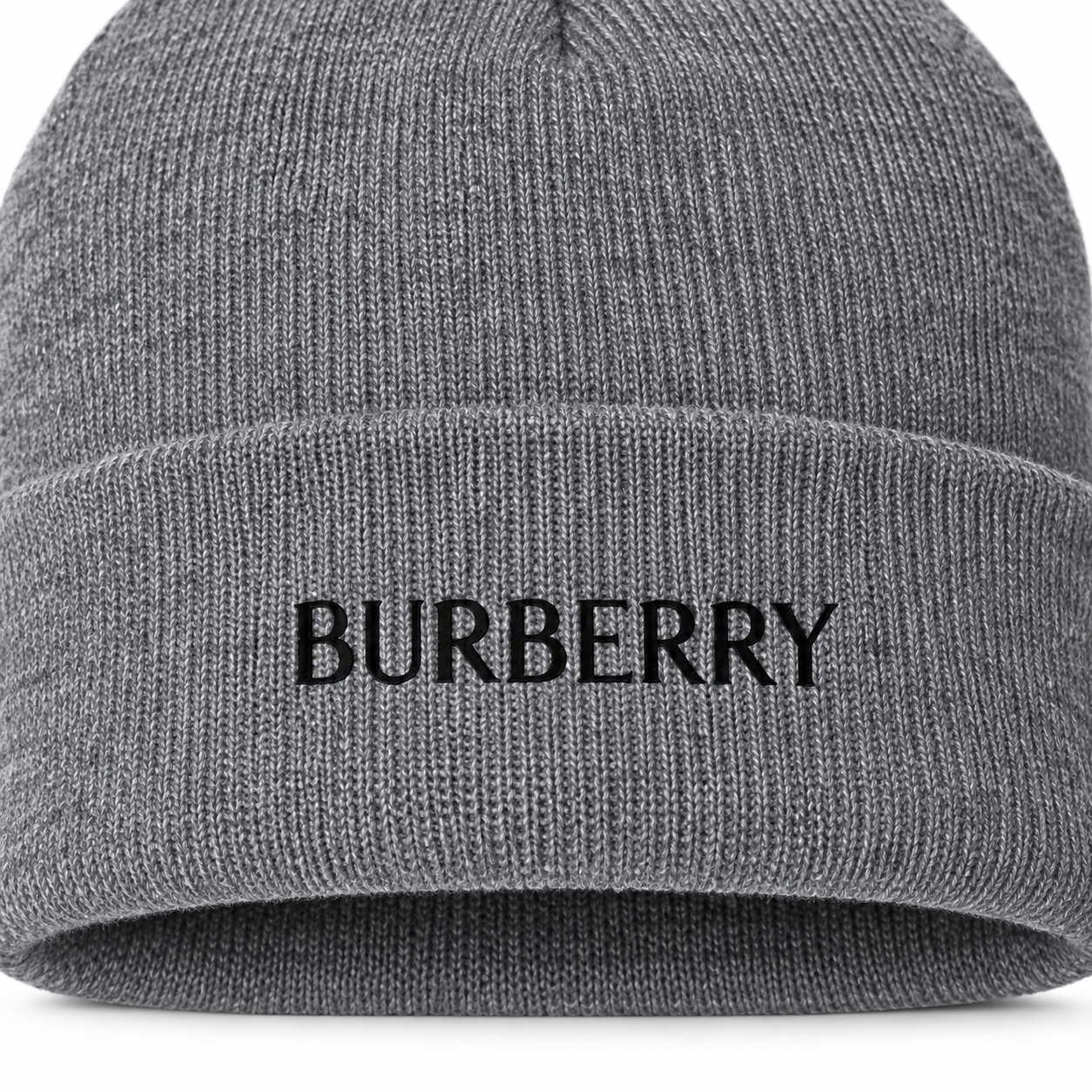 Burberry beanie in Gray, print detail