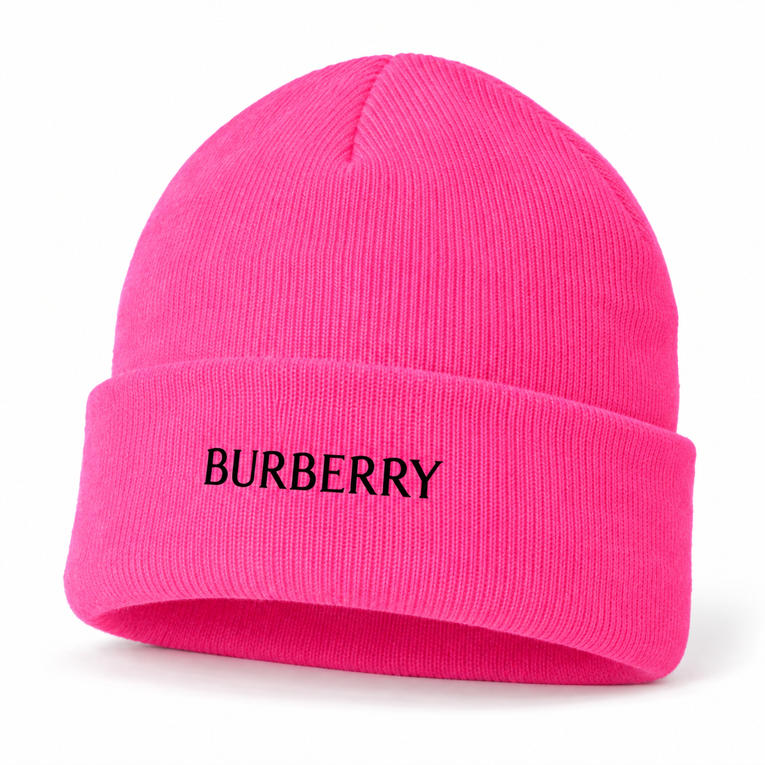 Burberry beanie in Pink, front angled view