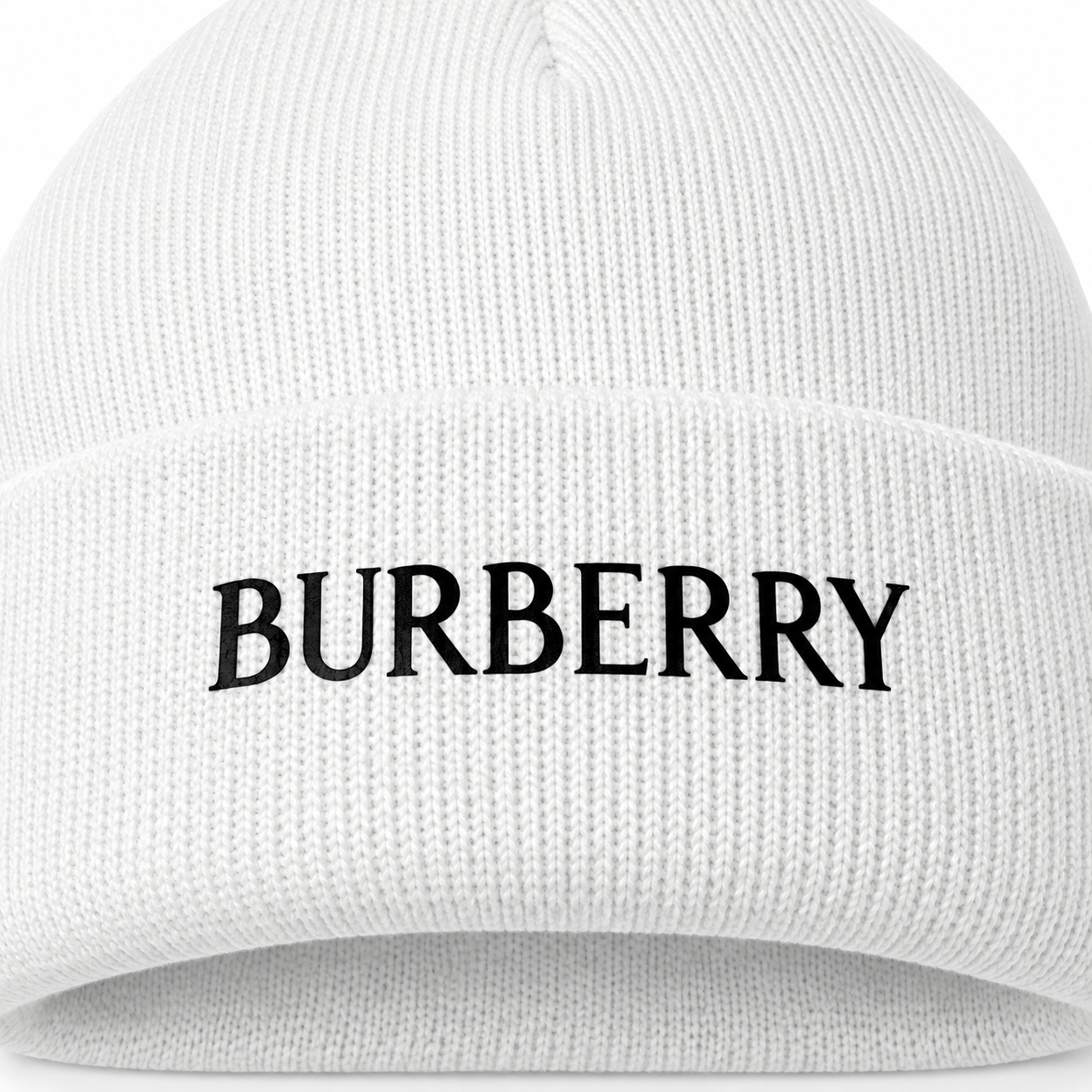 Burberry beanie in White, print detail
