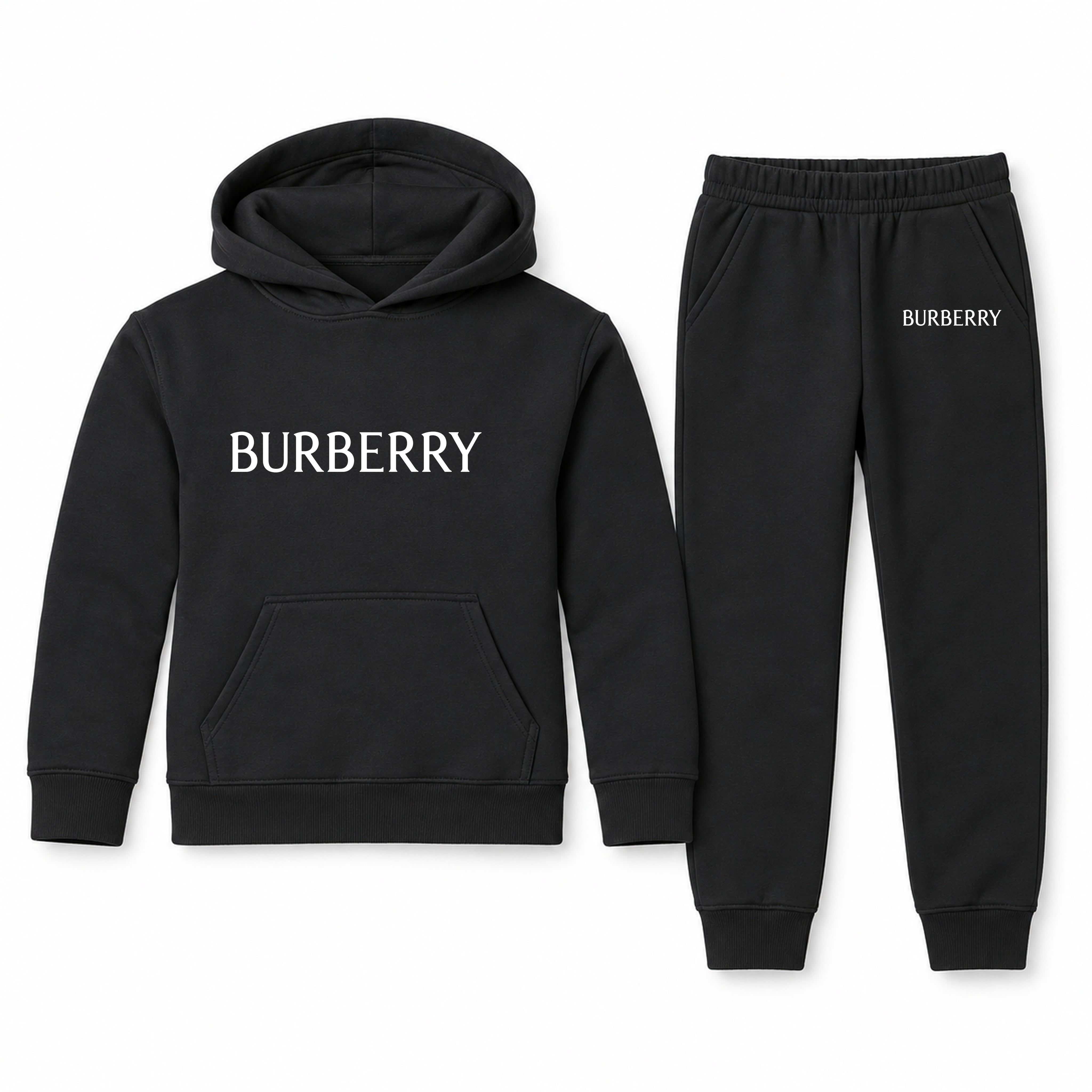 Burberry Youth Hoodie Jogger Set | Black | Youth Large, ages 10–12