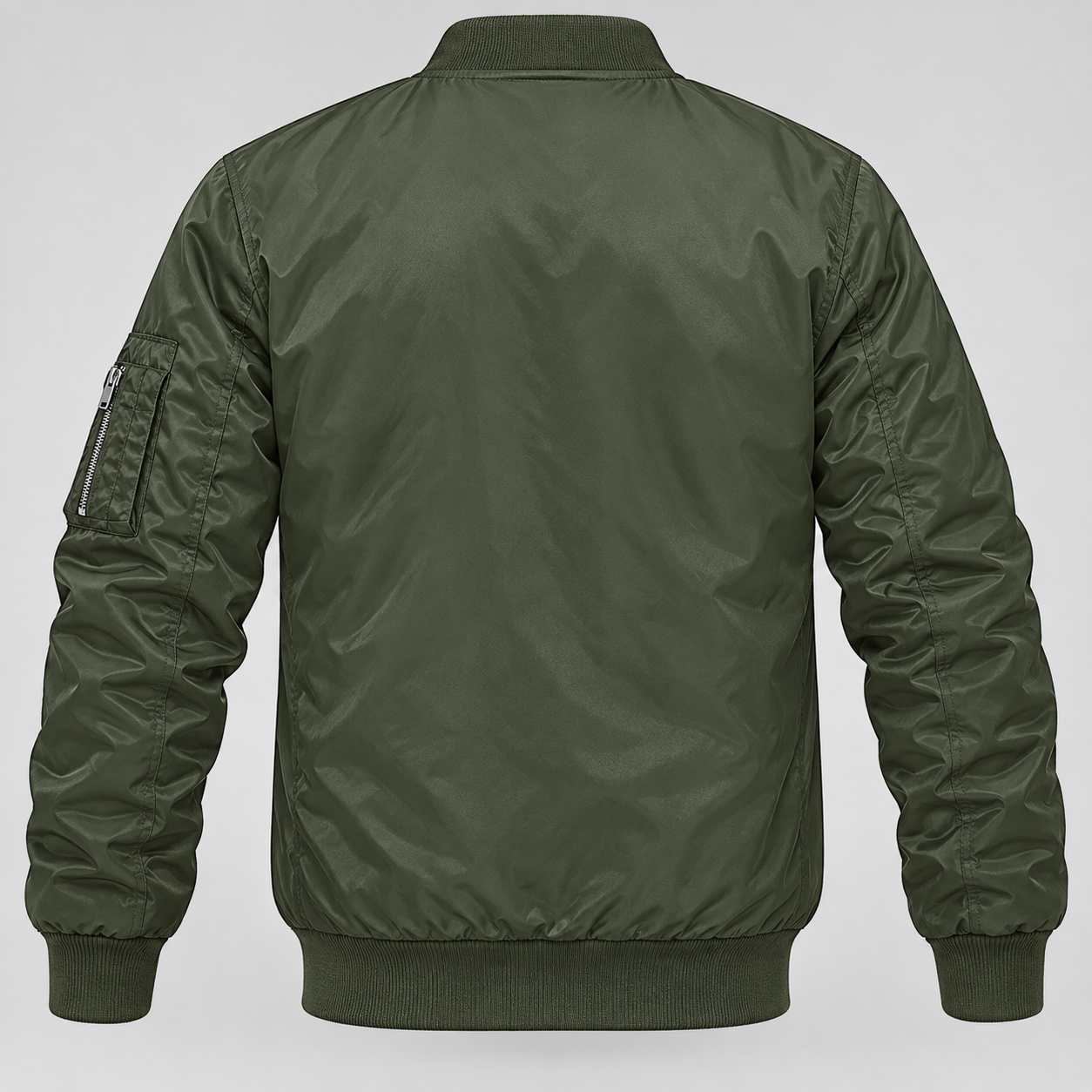 Men's Burberry Lightweight Bomber Jacket Windbreaker Softshell Varsity Jacket Coat | Color: Army Green | Image 4