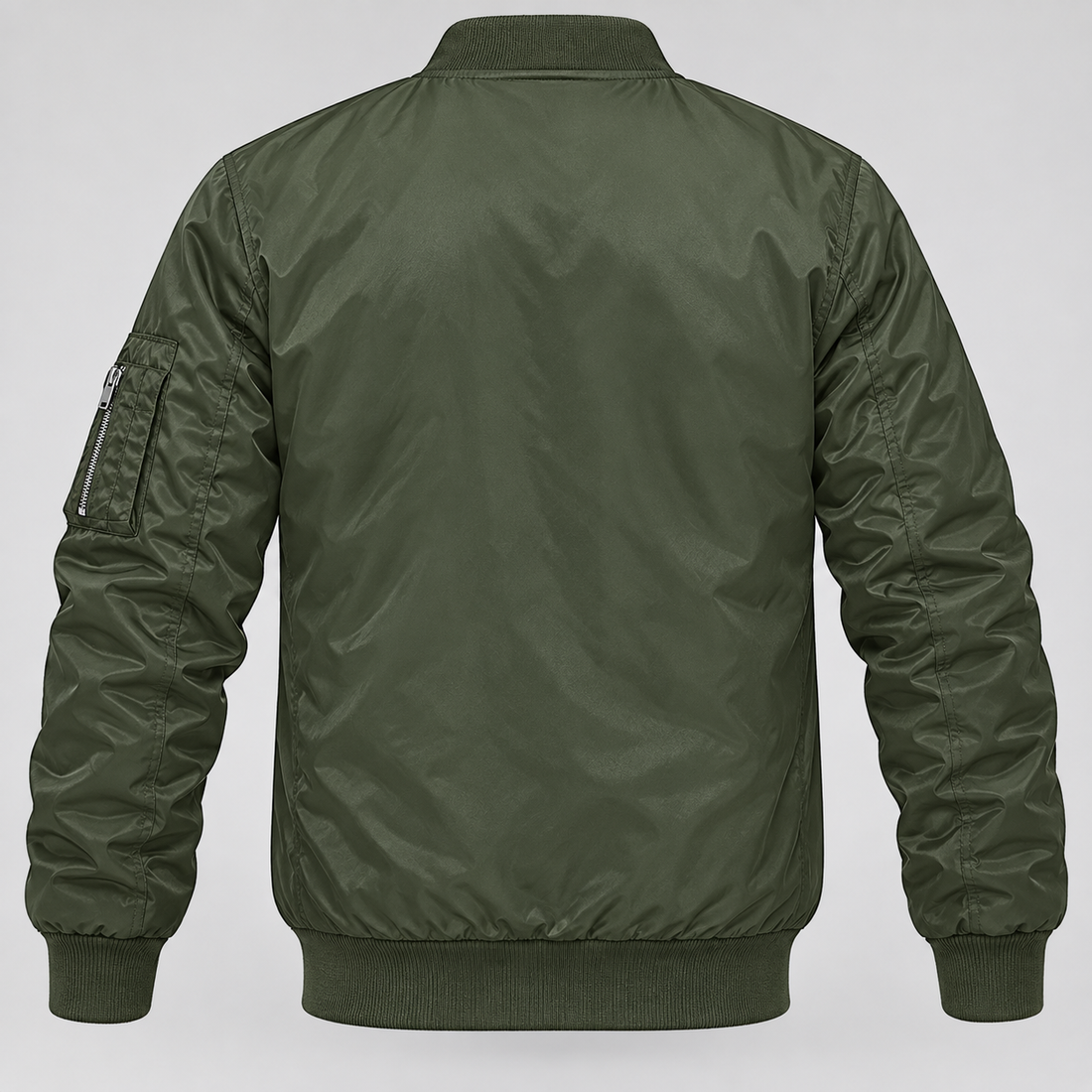 Men's Burberry Lightweight Bomber Jacket Windbreaker Softshell Varsity Jacket Coat | Color: Army Green | Image 4