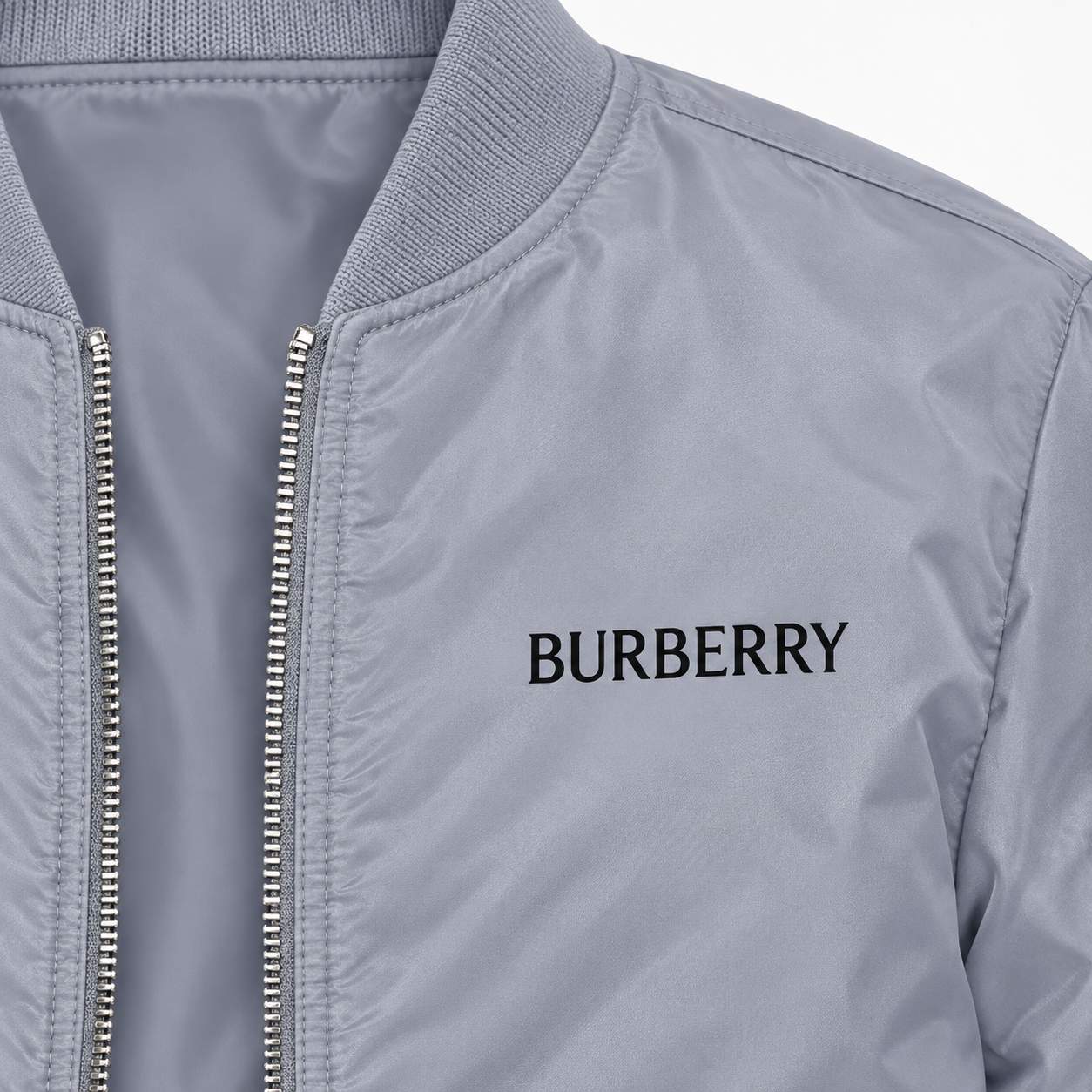 Men's Burberry Lightweight Bomber Jacket Windbreaker Softshell Varsity Jacket Coat | Color: Grey | Image 2