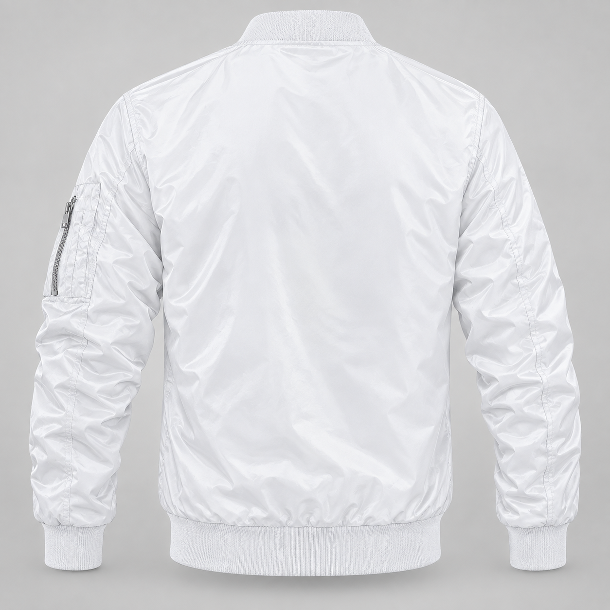 Men's Burberry Lightweight Bomber Jacket Windbreaker Softshell Varsity Jacket Coat | Color: White | Image 4
