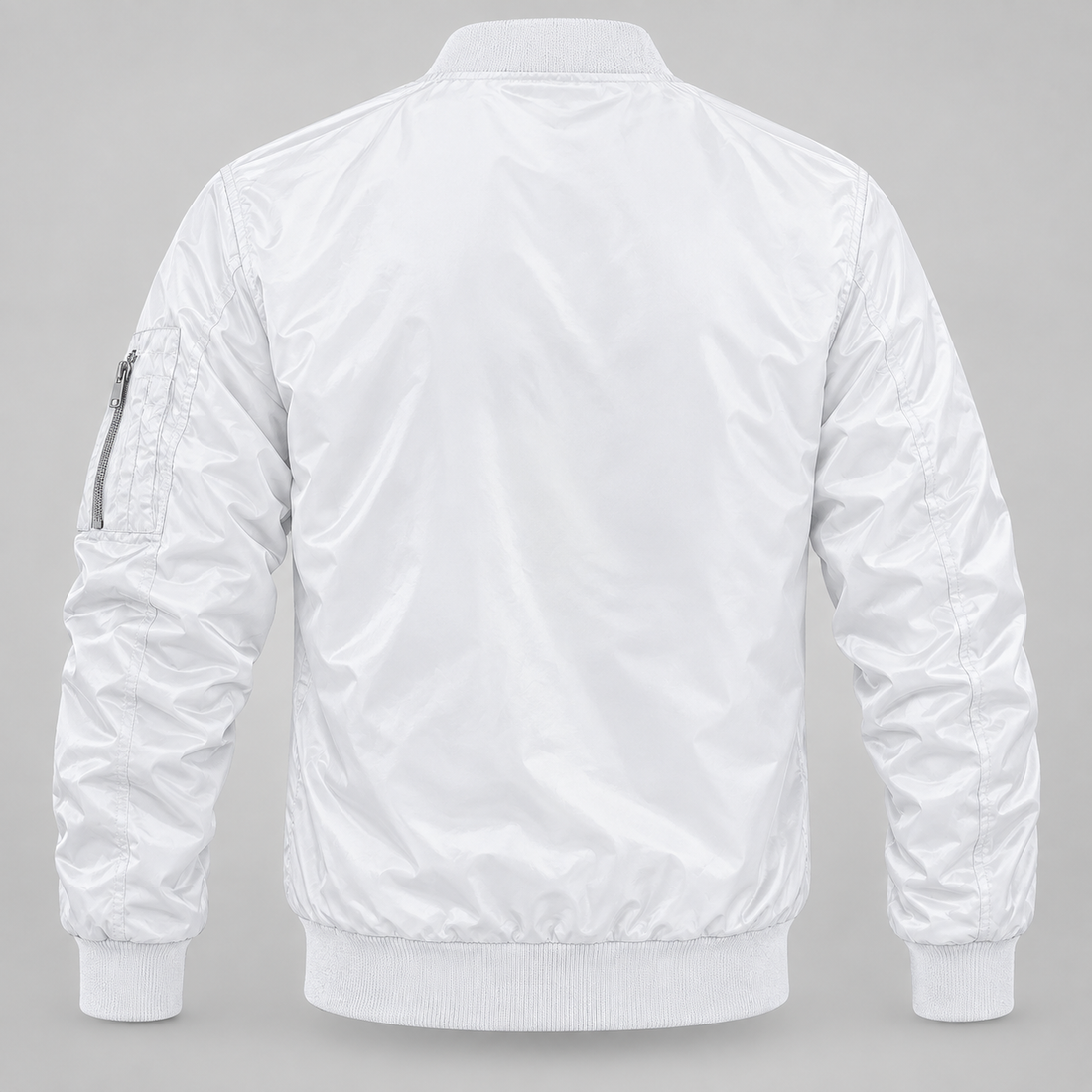 Men's Burberry Lightweight Bomber Jacket Windbreaker Softshell Varsity Jacket Coat | Color: White | Image 4