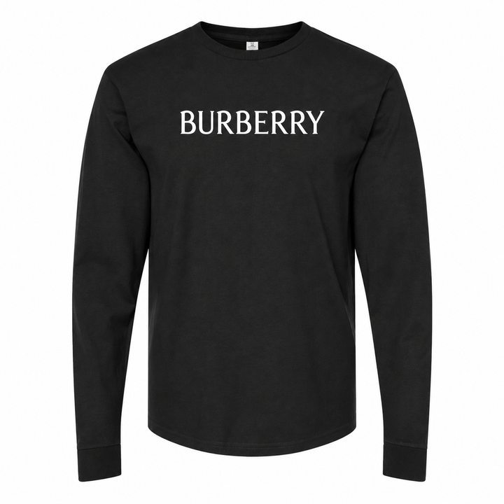 Men's Burberry Cotton Long Sleeve T-Shirt - Black - hero