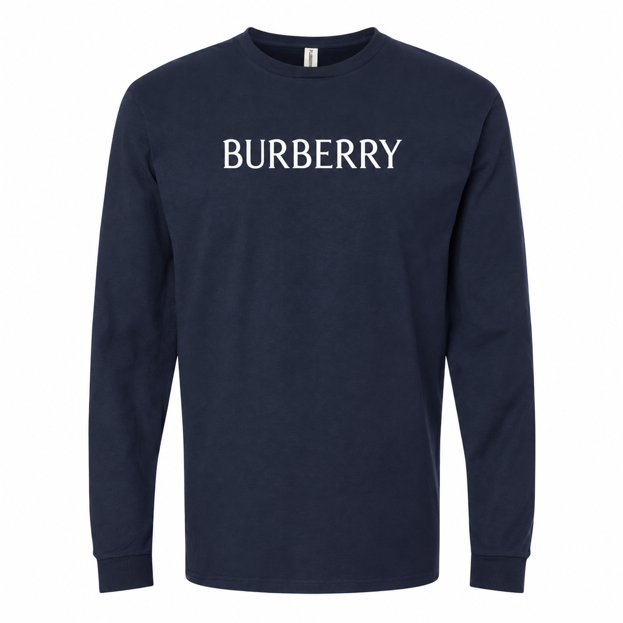 Men's Burberry Cotton Long Sleeve T-Shirt - Navy - hero
